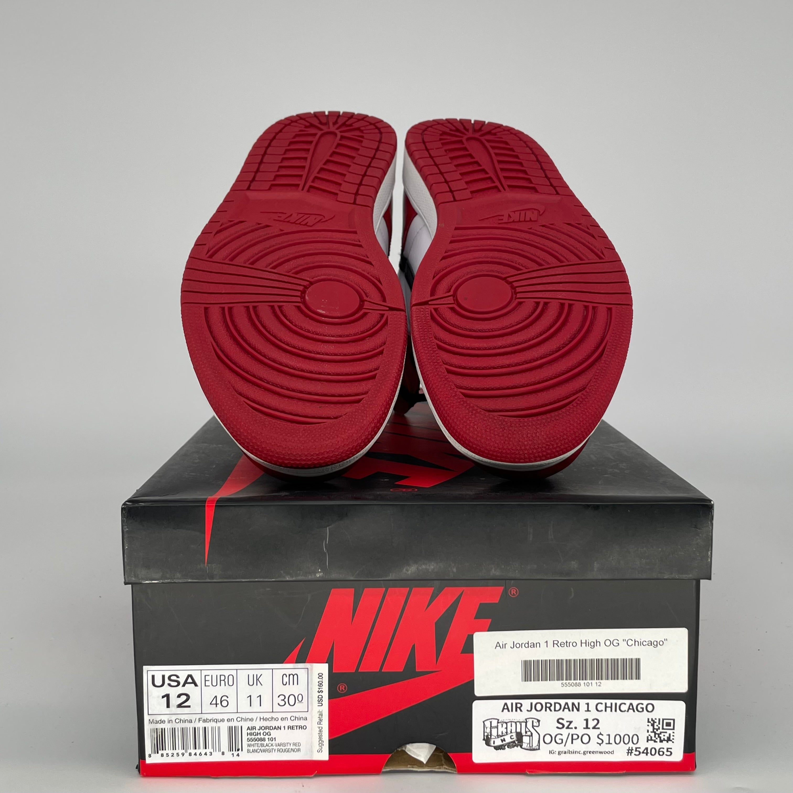 AIR JORDAN 1 Chicago Retro High OG (2015) Men's Basketball Shoes Size 12 - White/Black-Varsity Red 555088-101 | Classic Sneakers for Streetwear, Sports & Collectors