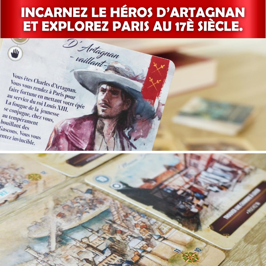 Cartaventura The Three Musketeers: The Queen's Honor - Official Movie Board Game - Hero Adventure Game for Family, Friends, or Solo Play - 1 to 6 Players - Ages 10+ - 30 Min Playtime - Perfect for Game Nights, Parties, and Family Bonding