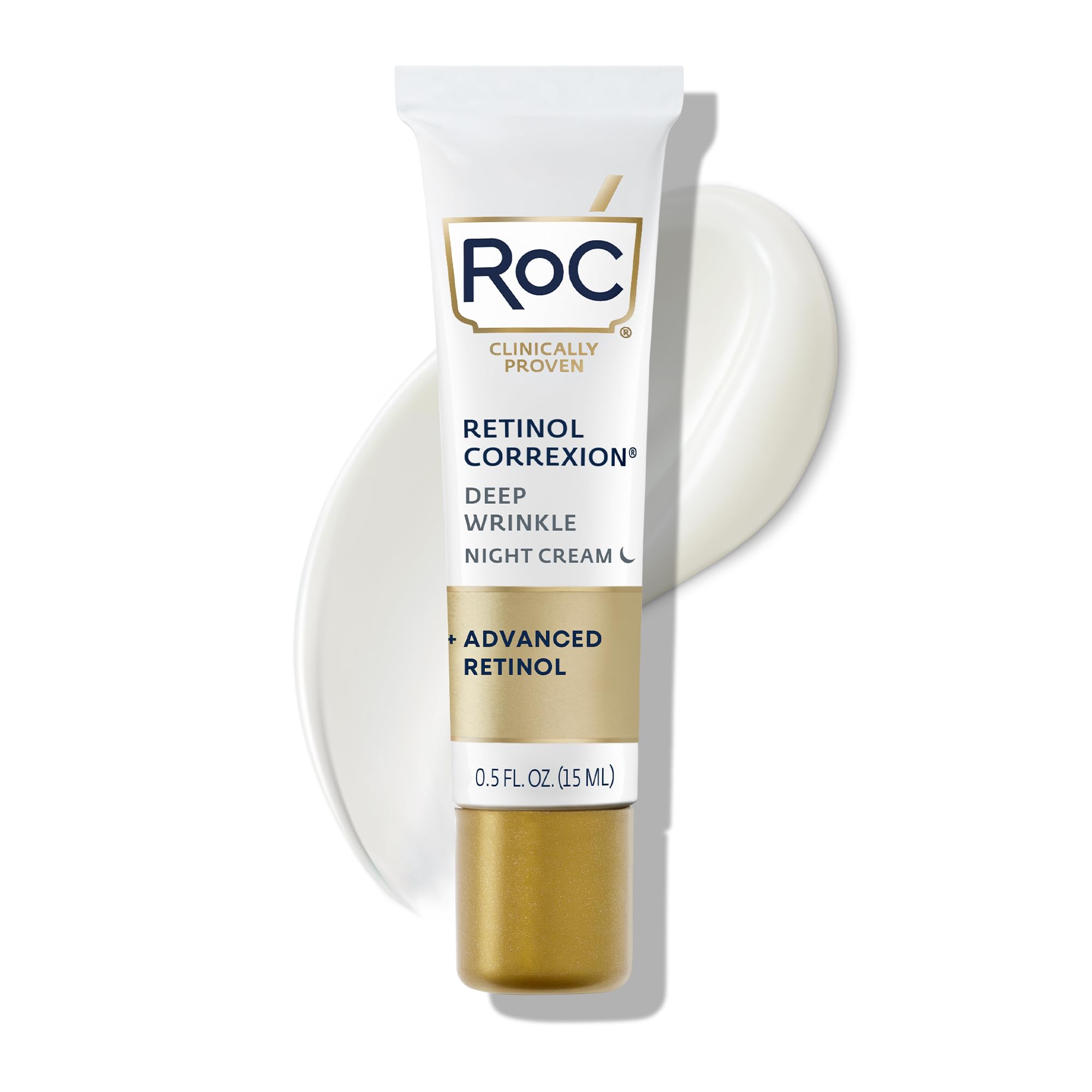 RoC Retinol Correxion Deep Wrinkle Anti-Aging Night Cream - Daily Face Moisturizer with Shea Butter, Glycolic Acid & Squalane - Skin Care Treatment for Fine Lines & Wrinkles - 0.5 oz Travel Size (Packaging May Vary) - Perfect for Nighttime Skincare Routine & On-The-Go Use