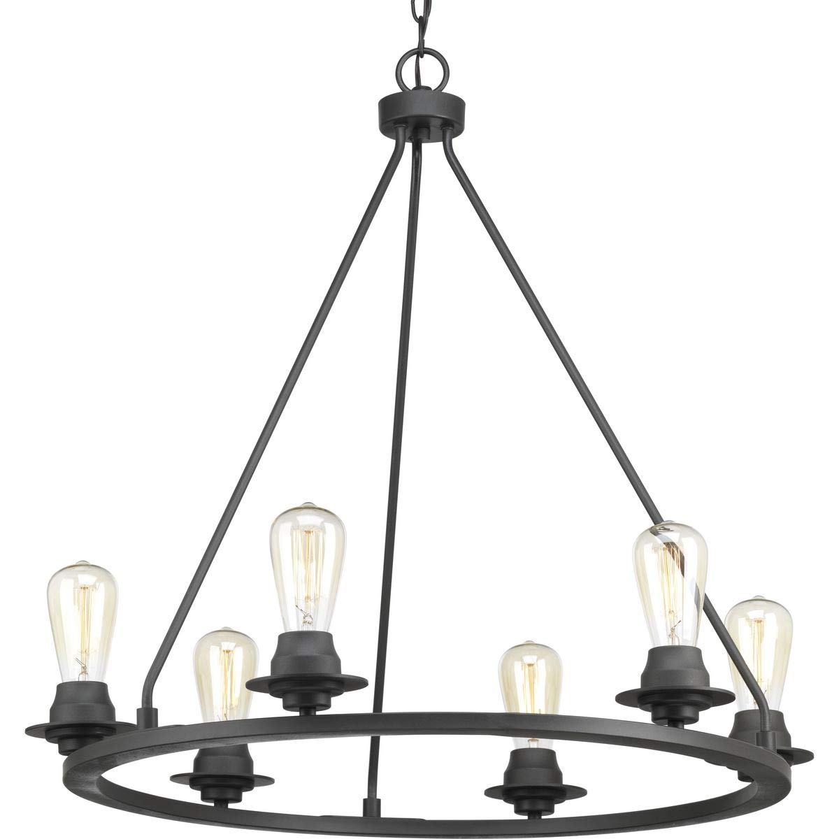 6-Light Farmhouse Chandelier in Graphite - Rustic Ceiling Lighting Fixture for Dining Room, Kitchen Island & Bedroom | Debut Collection