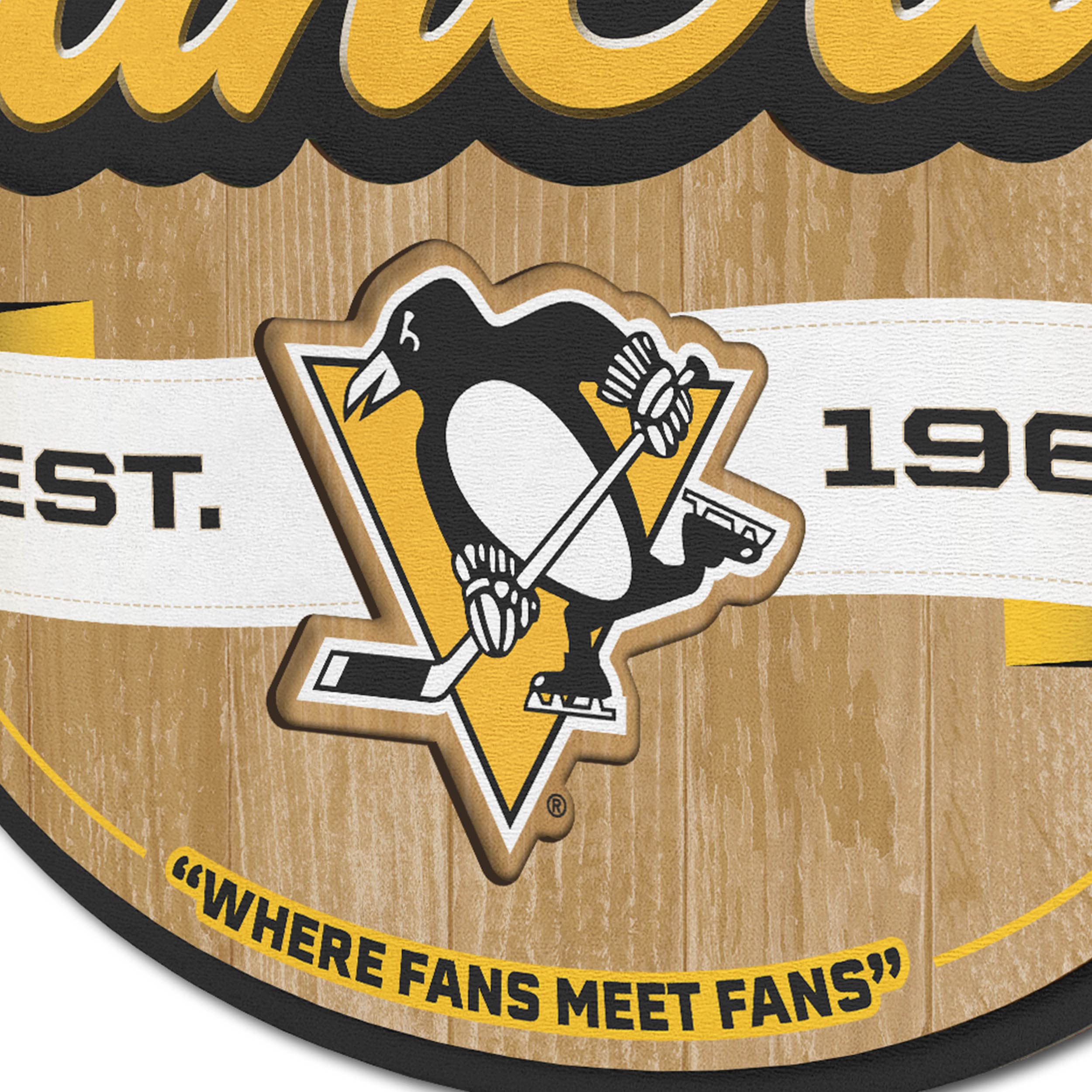 Official Pittsburgh Penguins NHL Fan Cave Sign - Perfect for Game Room, Man Cave, or Sports Bar Decor - NHL Team Logo Wall Art for Hockey Fans