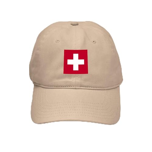Khaki - Switzerland Swiss Suisse (Ch) Flag Cap