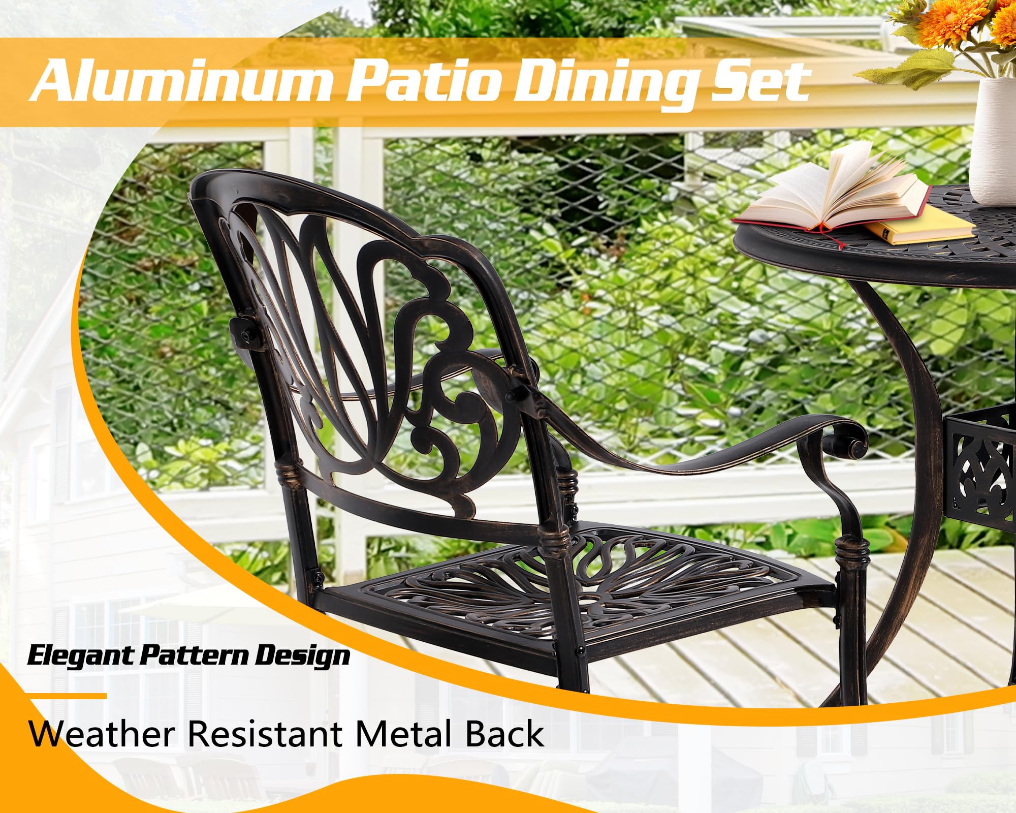 TITIMO 3-Piece Outdoor Bistro Set - Cast Aluminum Patio Table & Chairs in Antique Bronze - Perfect for Garden, Balcony & Small Space Dining