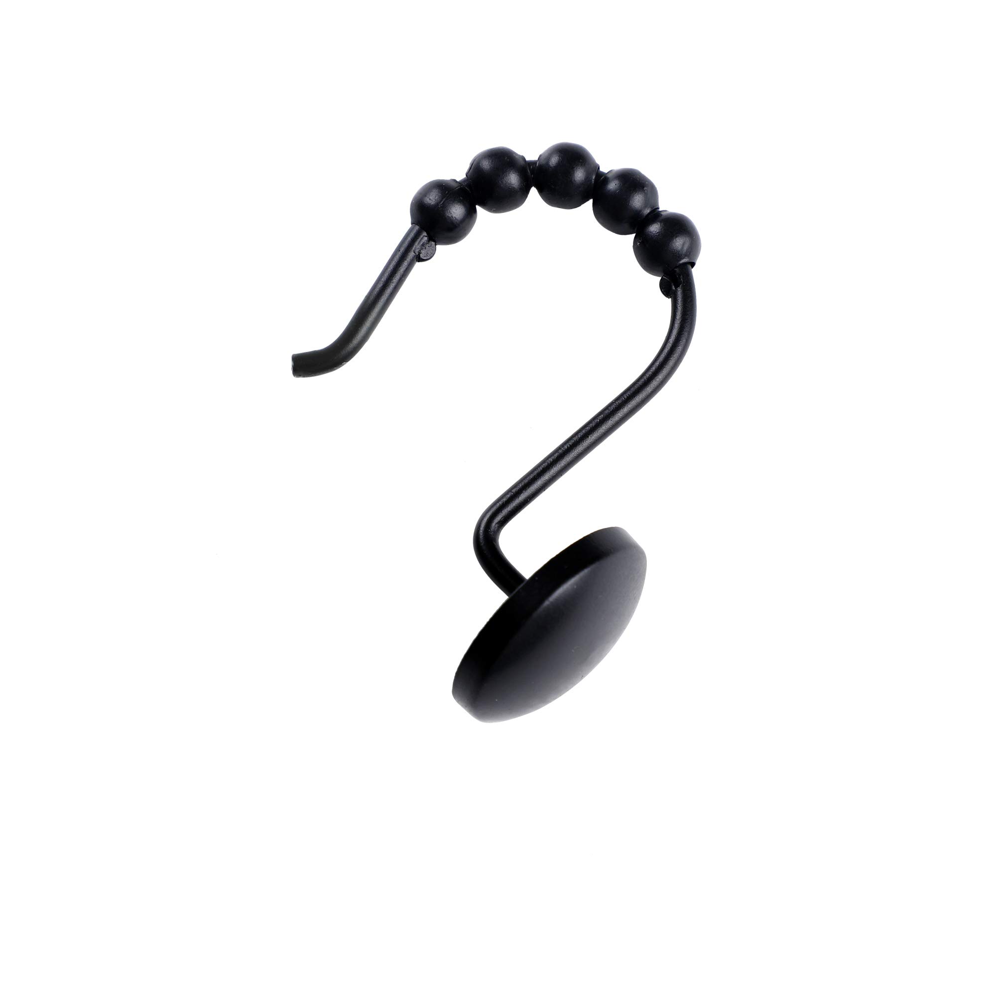 Utopia Alley Rust-Resistant Roller Shower Curtain Hooks - Set of 12 Black Shower Hooks for Bathroom, Hotel & Dorm - Durable Metal Shower Rings for Easy Curtain Gliding