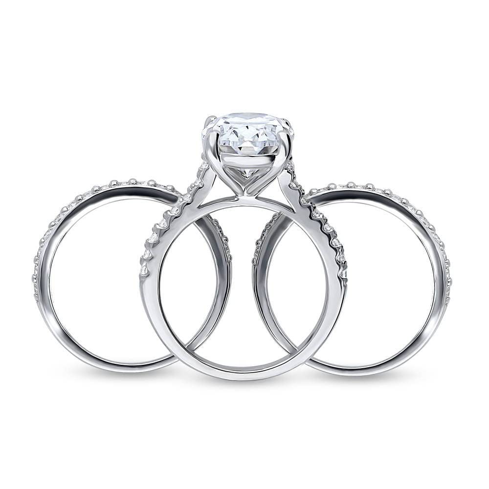 Sterling Silver Solitaire Wedding & Engagement Ring Set for Women - 5.5 Carat Oval Cut Cubic Zirconia CZ, Rhodium Plated, Size 4-10 - Perfect for Proposals, Anniversaries & Special Occasions