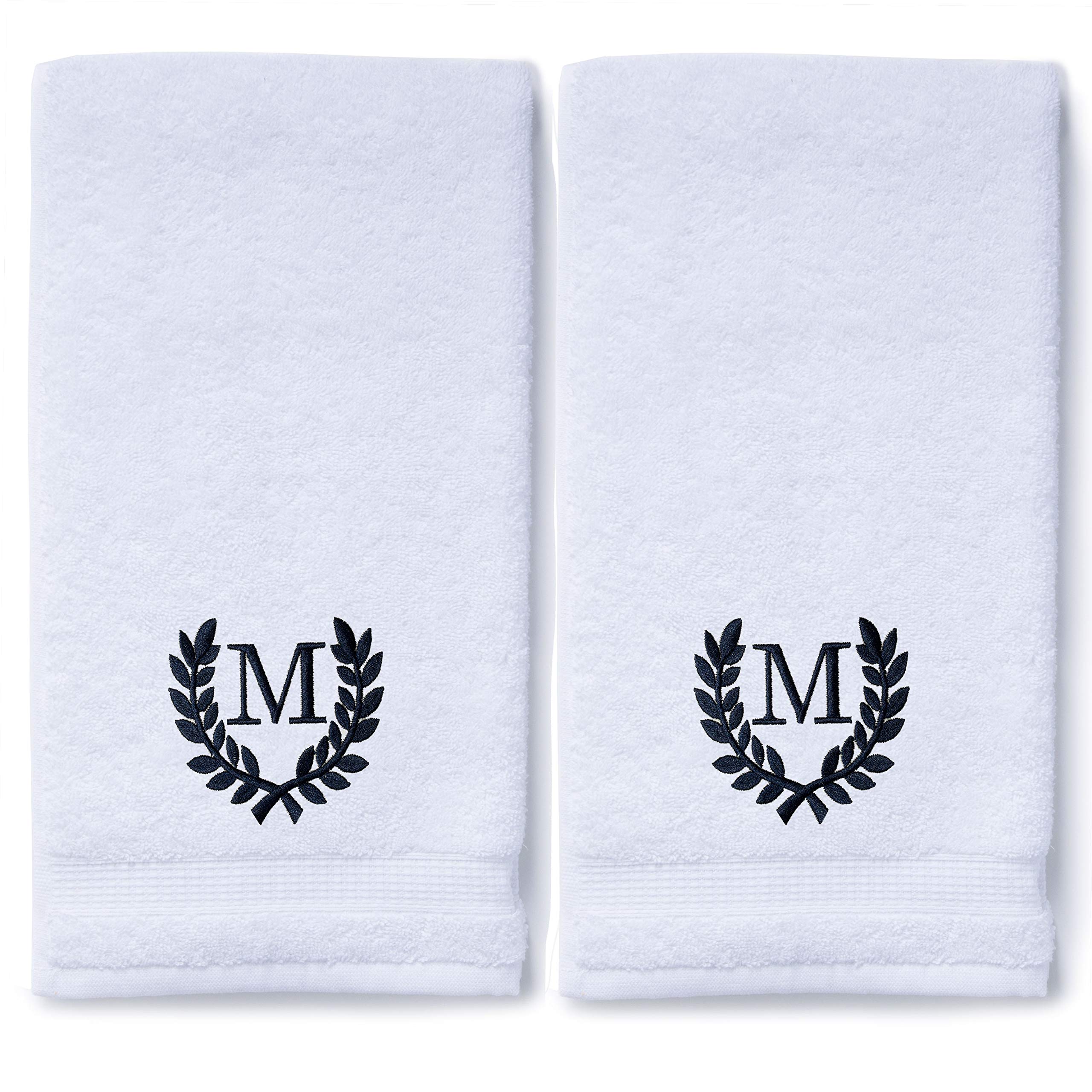 Personalized Monogrammed Hand Towels - Luxury Turkish Cotton Bath & Kitchen Towels Set of 2 (16