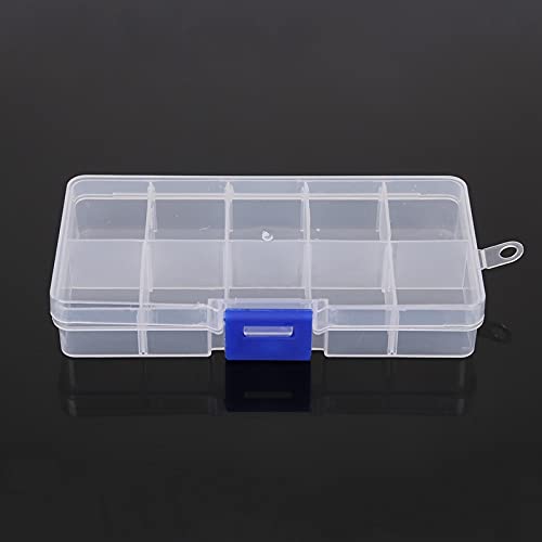 10-Slot Adjustable Transparent Jewelry Organizer Box - Portable Plastic Storage Case for Rings, Earrings, Pills & Beads - Travel-Friendly Display Organizer (Color: 1) | Perfect for Home, Travel & Retail Store Jewelry Display