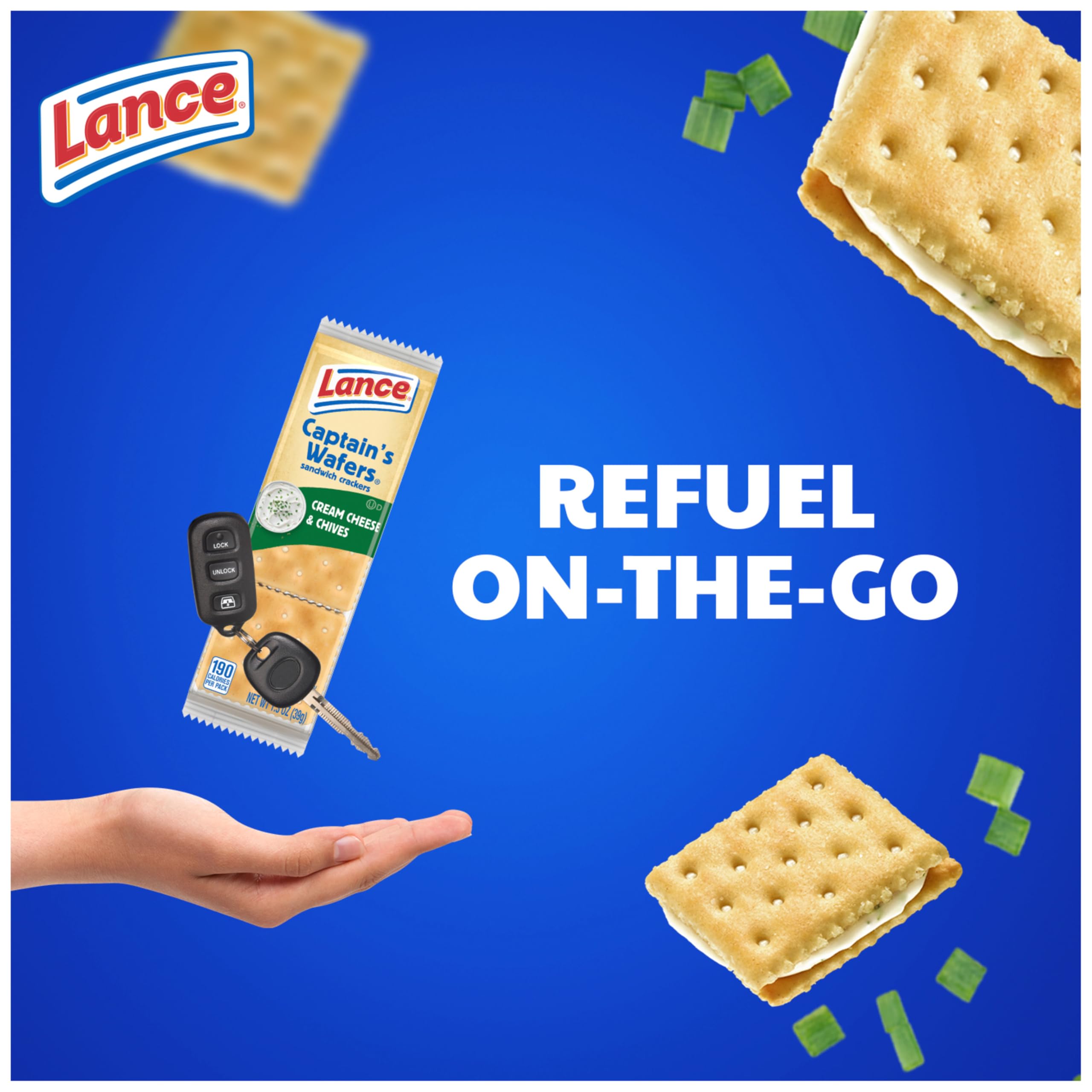 Lance Sandwich Crackers - Captain's Wafers Cream Cheese & Chives (10 Packs, 6 Sandwiches Each) | Perfect for Lunch Boxes, Office Snacks & Road Trips