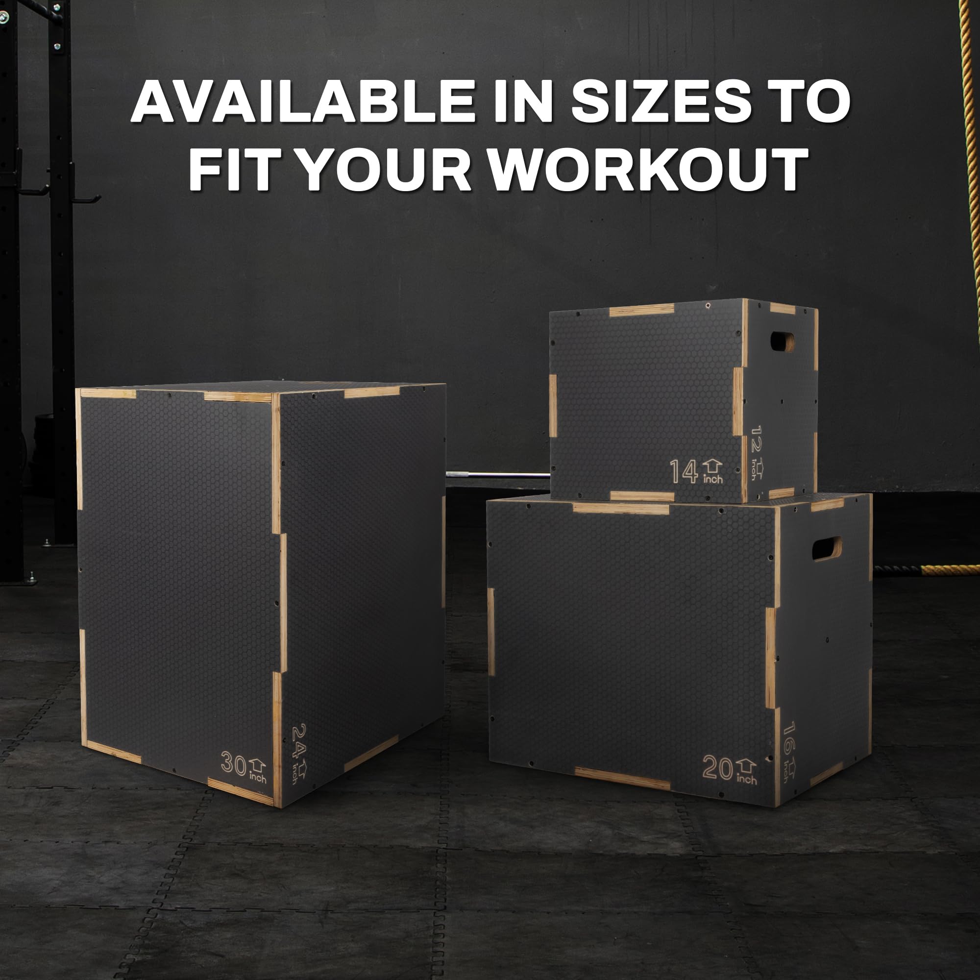 3-in-1 Non-Slip Wooden Plyo Box for CrossFit & Home Workouts - Adjustable Height Plyometric Jump Box for Exercise & Training - Perfect for Gym, HIIT, and Cardio Workouts