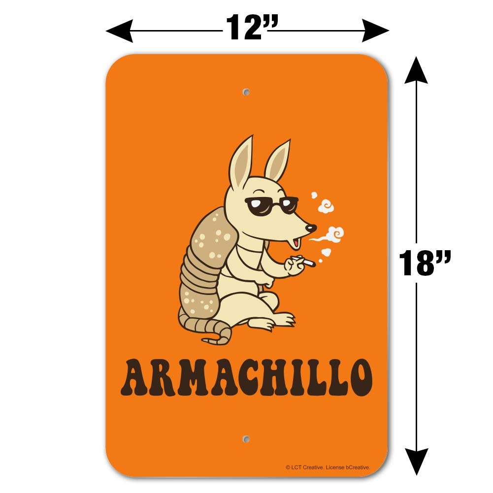 Armachillo Armadillo Chilling Funny Humor Sign - Unique Home & Office Decor for Business, Wall Art Gift - Perfect for Living Room, Bedroom, or Workspace