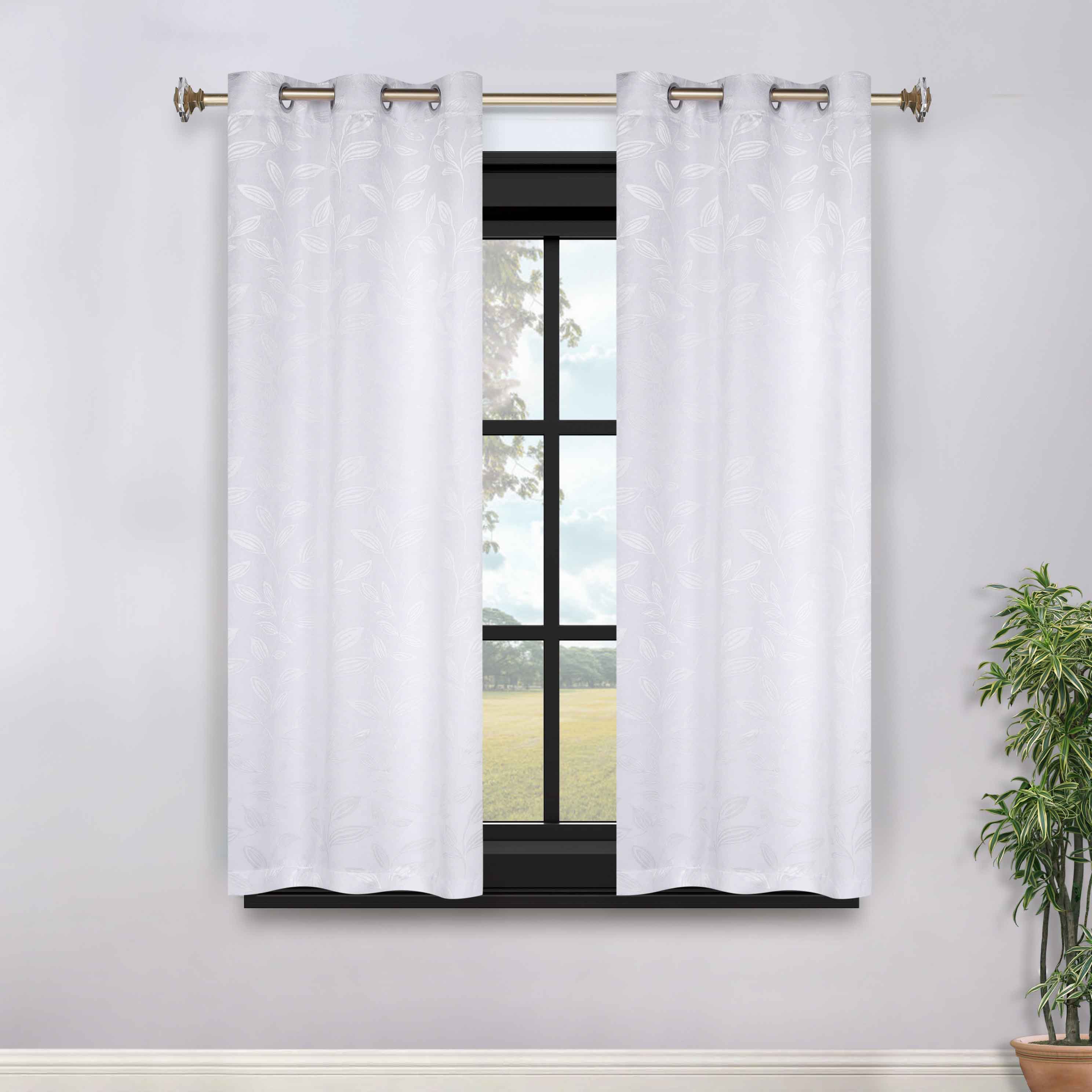 Leaves Grommet Blackout Curtains Set of 2 - Thermal Insulated Room Darkening Drapes for Bedroom & Living Room - Noise Reducing Window Treatment for Home Decor