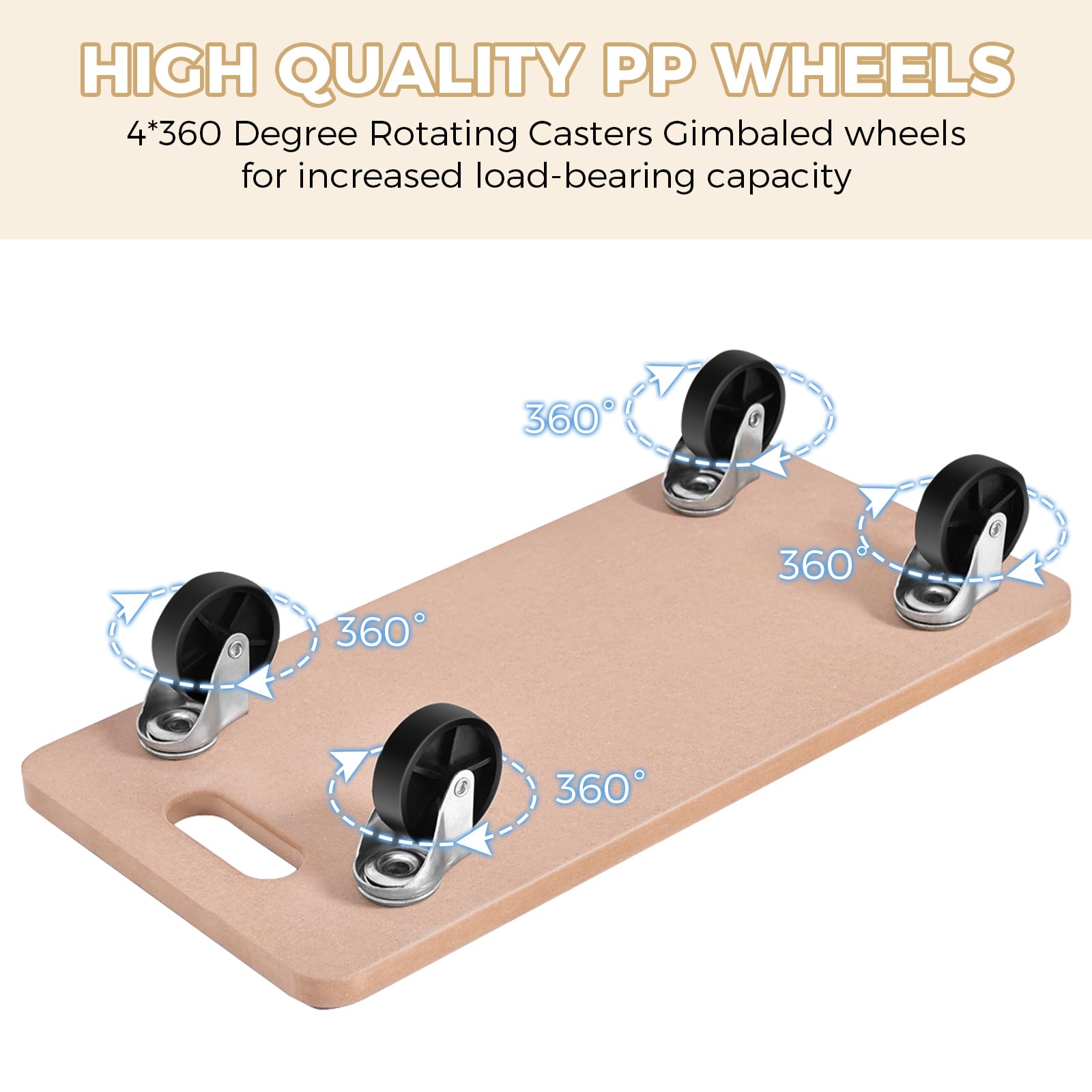 ERGOMASTER Heavy Duty 4-Wheel Furniture Moving Dolly - 500 Lbs Capacity Wood Rolling Platform, Multi-Functional Mover for Couch, Washing Machine & Refrigerator (Set of 4, 23