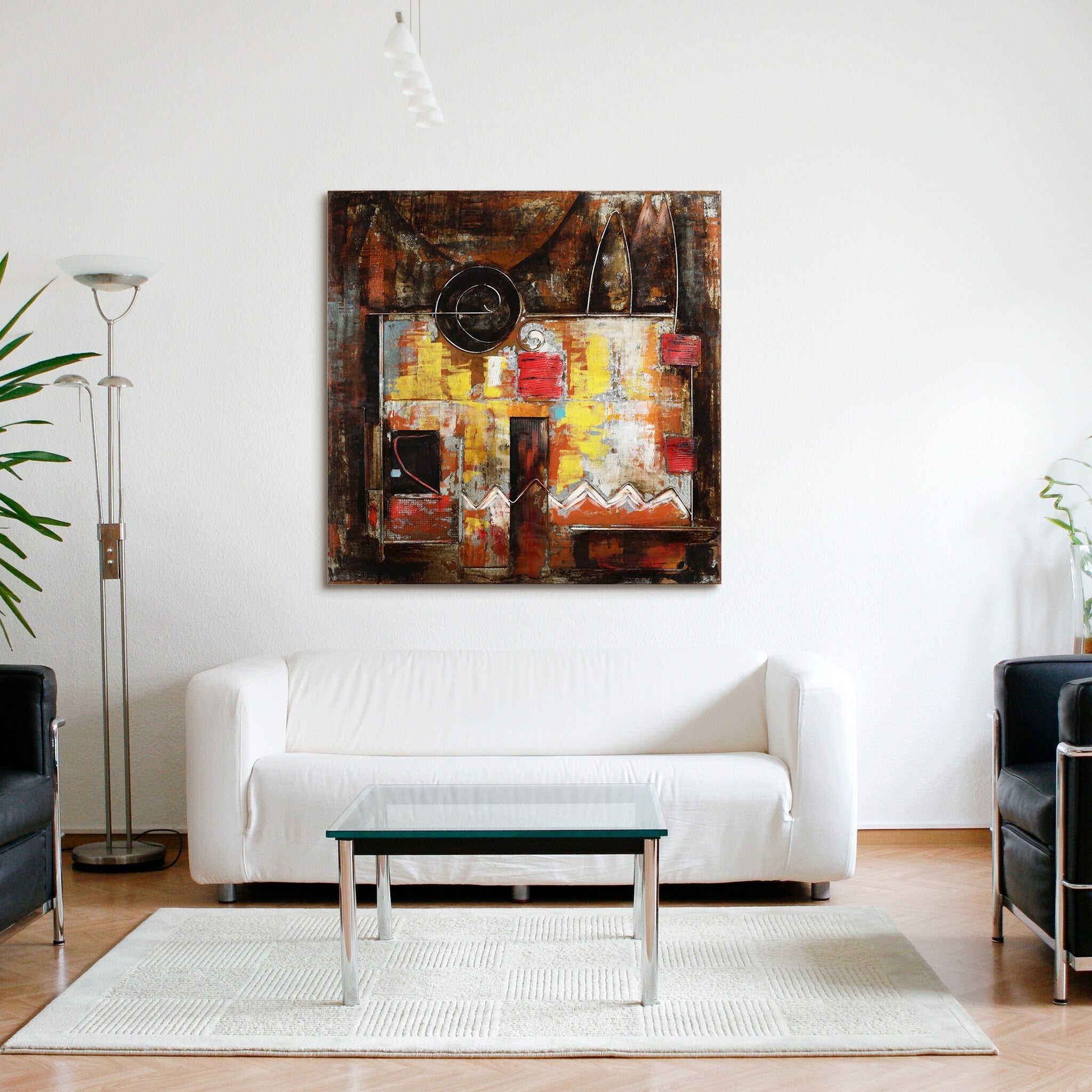 Abstract Mixed Media Iron Hand-Painted Dimensional Wall Art - Modern Home Decor for Living Room, Bedroom & Office