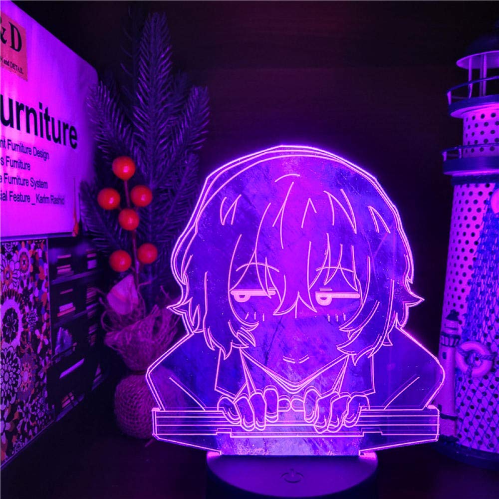 3D LED Night Light - Bungo Stray Dogs Anime Dazai Figure Lamp for Kids Bedroom Decor, 7 Color Touch Table Lamp, Perfect Birthday Gift for Anime Fans | Ideal for Bedrooms, Nurseries, and Anime-Themed Rooms