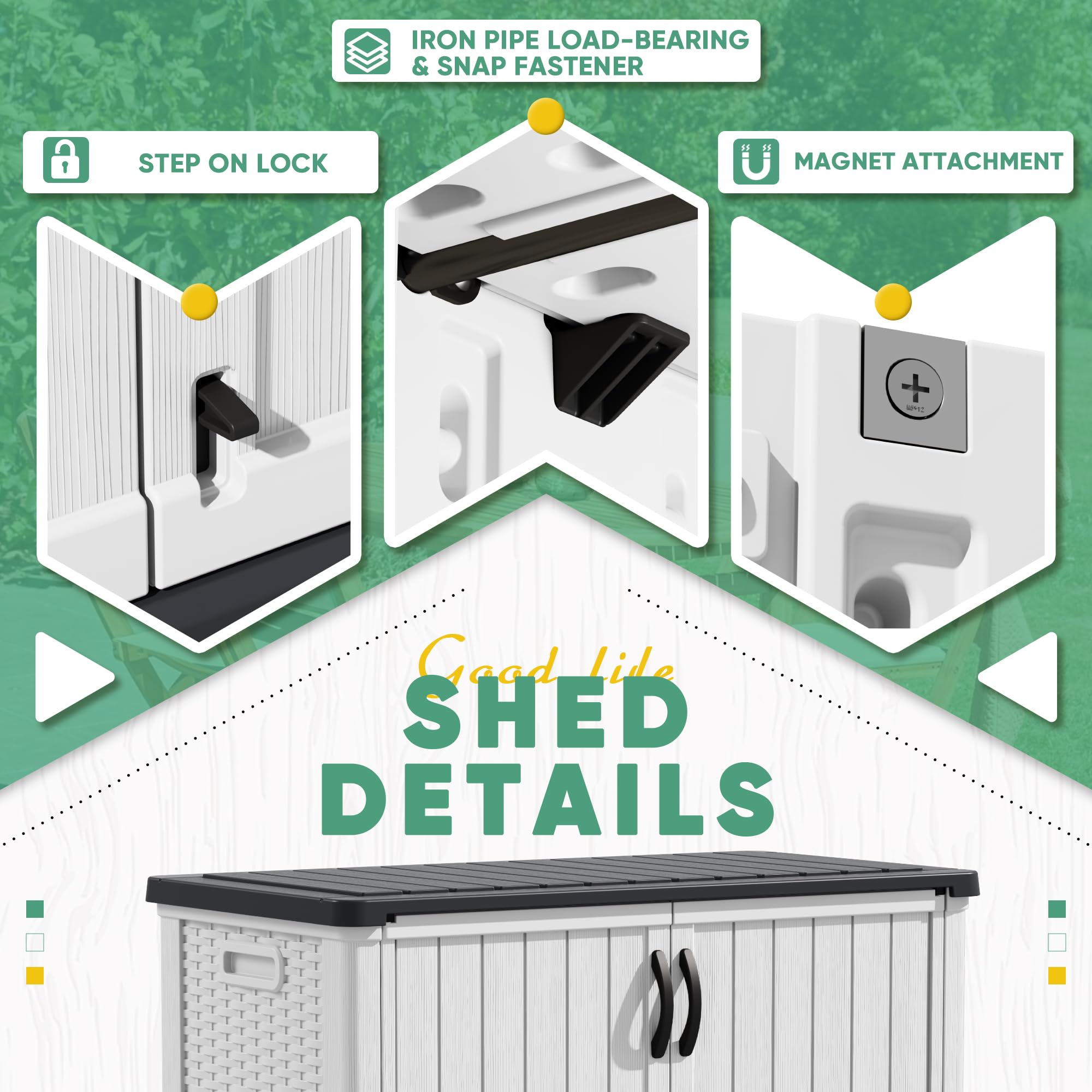 Devoko 26 Cu Ft Outdoor Storage Cabinet with Lockable Doors - Waterproof Horizontal Storage Shed for Patio, Garden Tools, Cushions & Accessories (White) | Perfect for Backyard, Garage & Poolside Organization