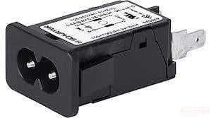 C8 IEC Appliance Inlet with 1 Stage EMC RFI Line Filter - Front Side Mount Snap-In for Home Appliances & Electronics (IEC 5008.2016 Standard) - Perfect for Power Supplies, Medical Equipment & Industrial Devices