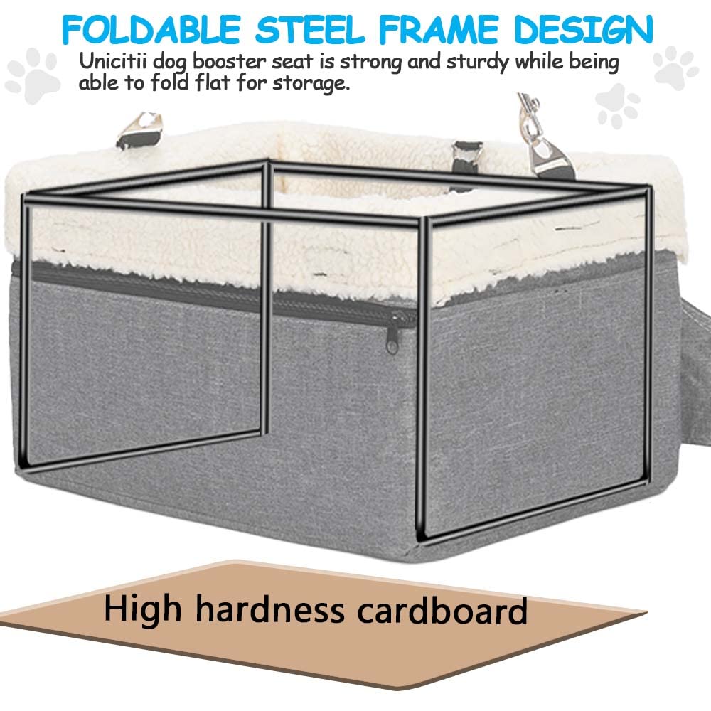Premium Small Dog Car Booster Seat with Sturdy Metal Frame - Safe & Comfortable Pet Travel Solution for Puppies, Cats & Small Pets - Perfect for Road Trips, Vet Visits & Daily Commutes