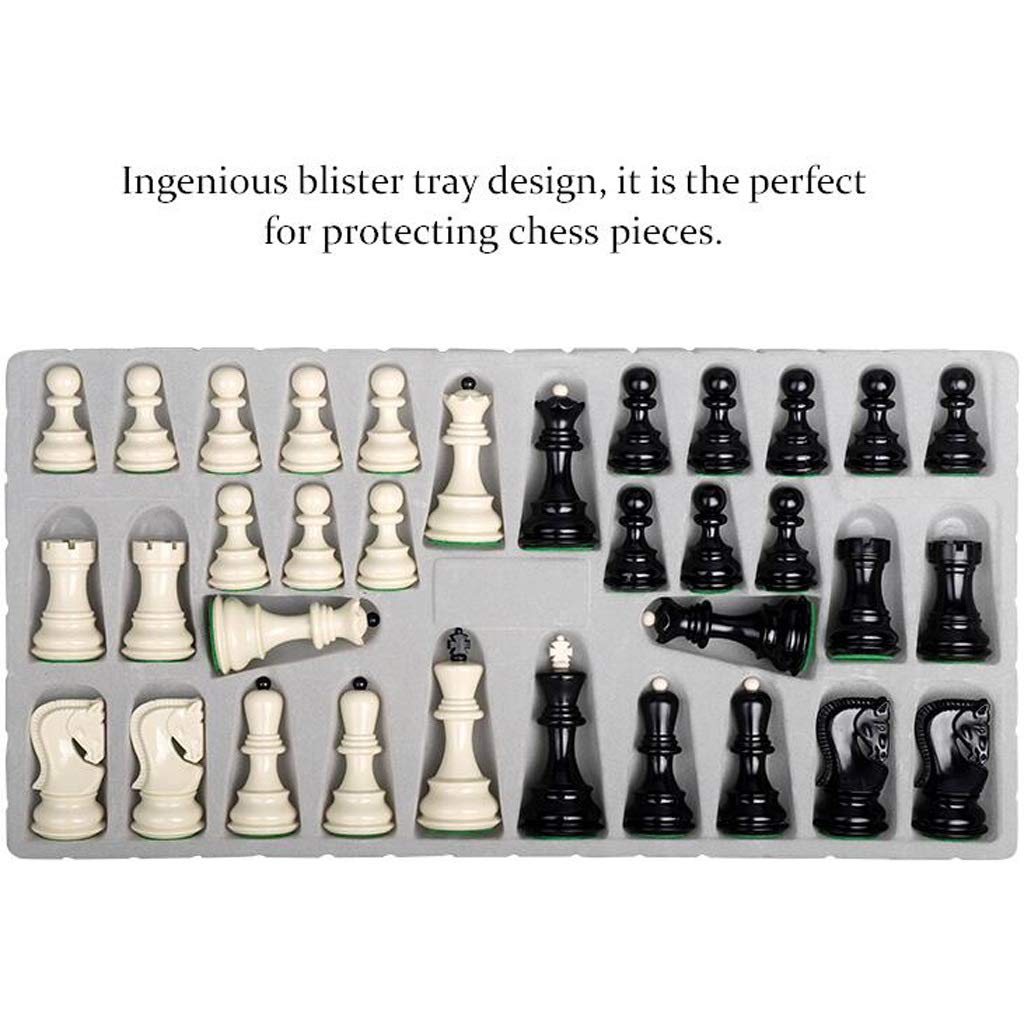 Portable Folding Chess Set with 32 Black & White Resin Chess Pieces - Travel Chess Board for Kids & Adults - 48cm International Chess Game for Home, Office, and Outdoor Use