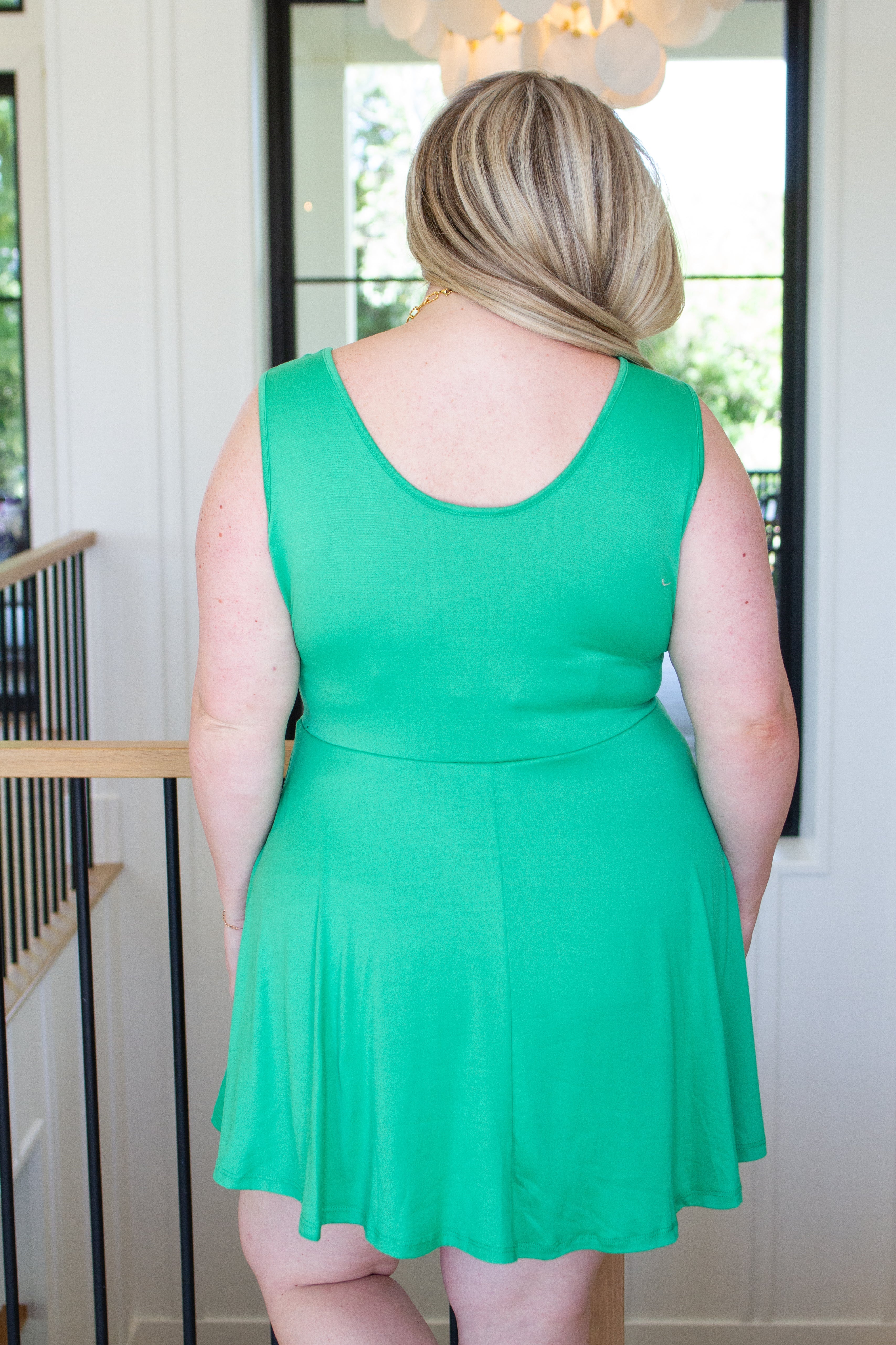 Stylish Green Sleeveless Skort Dress for Women - Perfect for Summer Outings, Beach Vacations & Casual Wear