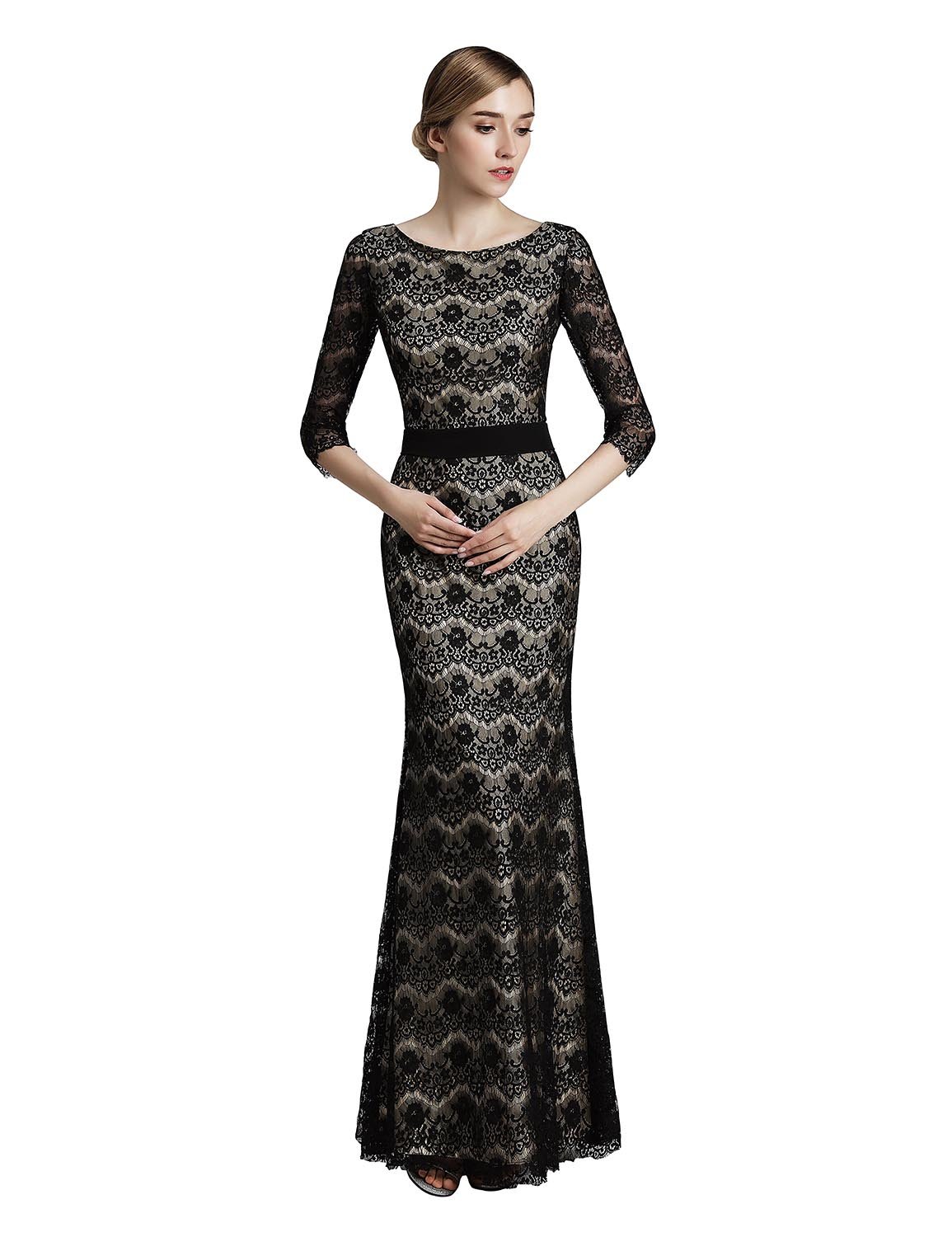 Elegant Lace Prom Dresses for Women - Half Sleeve Formal Evening Gown SD328 | Perfect for Homecoming, Wedding Guest & Special Occasions