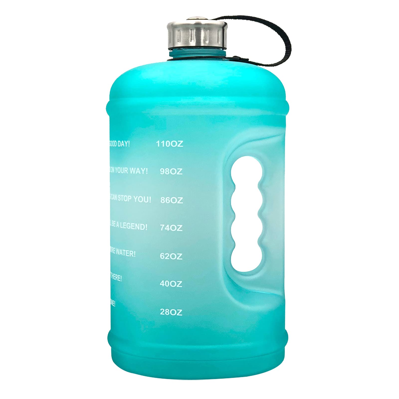 ZAXC 1 Gallon Motivational Water Bottle with Time Marker - BPA Free, Leakproof Sports Water Jug with Paracord Handle for Gym, Hiking, Running, Camping & Office Use - Stay Hydrated All Day (Blue)