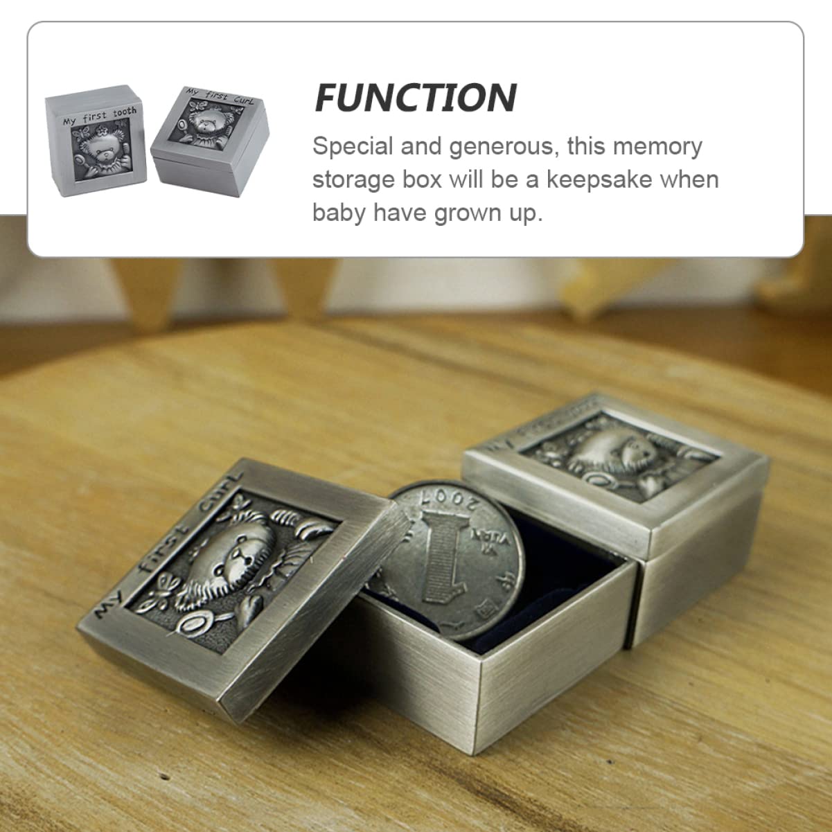 Baby Keepsake Box for First Tooth & Curl - Decorative Memory Storage Box with Engraved Design - Perfect for Baby's First Milestones, Christening Gifts & Nursery Decor