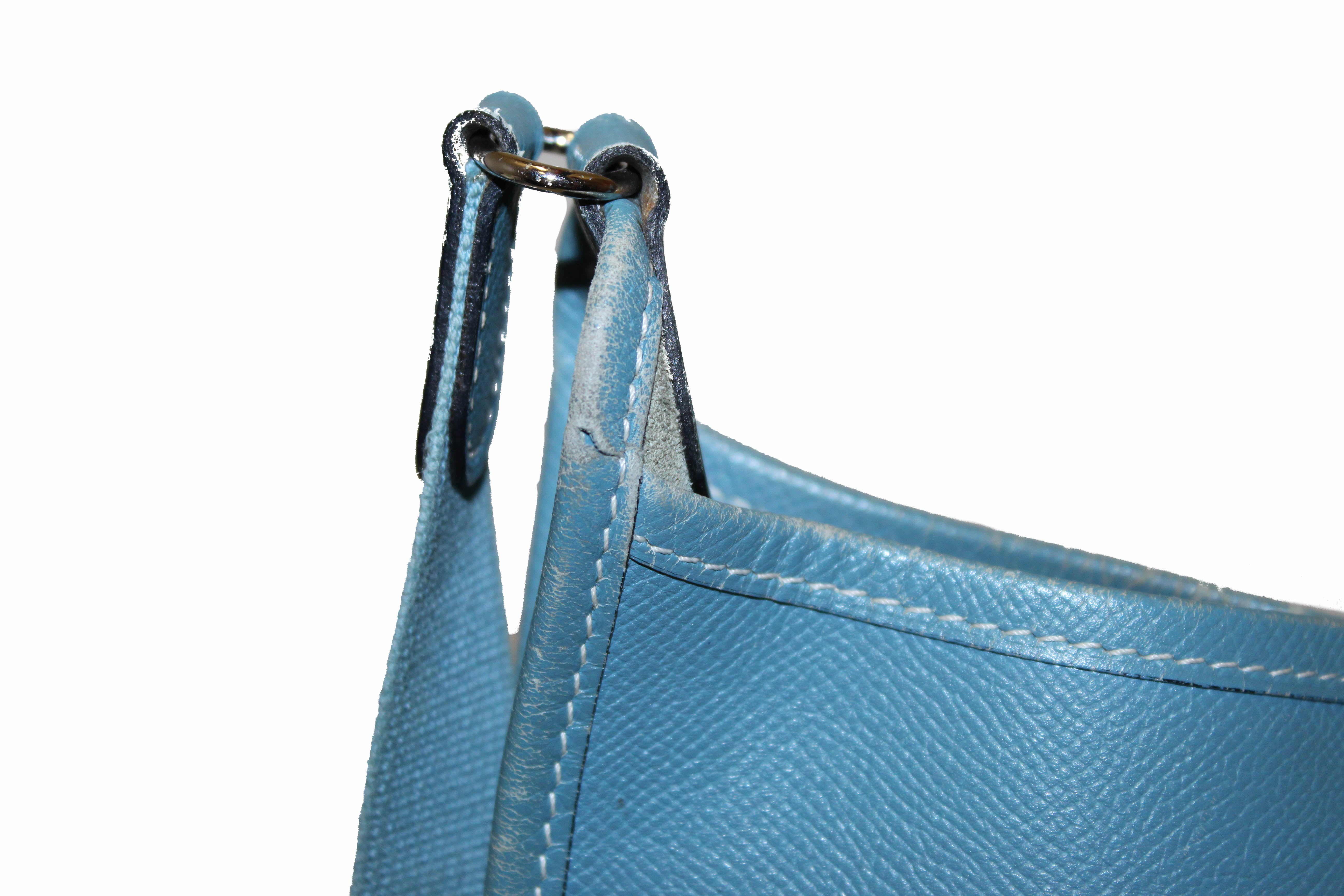 Authentic Hermes Blue Epsom Leather Vespa PM Shoulder Bag - Luxury Designer Handbag for Women, Perfect for Work, Travel & Everyday Use