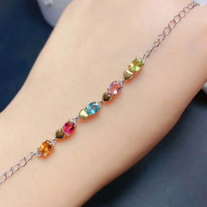 Vibrant Multi-Color Tourmaline Gemstone Bracelet for Women | Handmade Healing Crystal Jewelry | Perfect for Meditation, Yoga & Spiritual Gifts (B078)