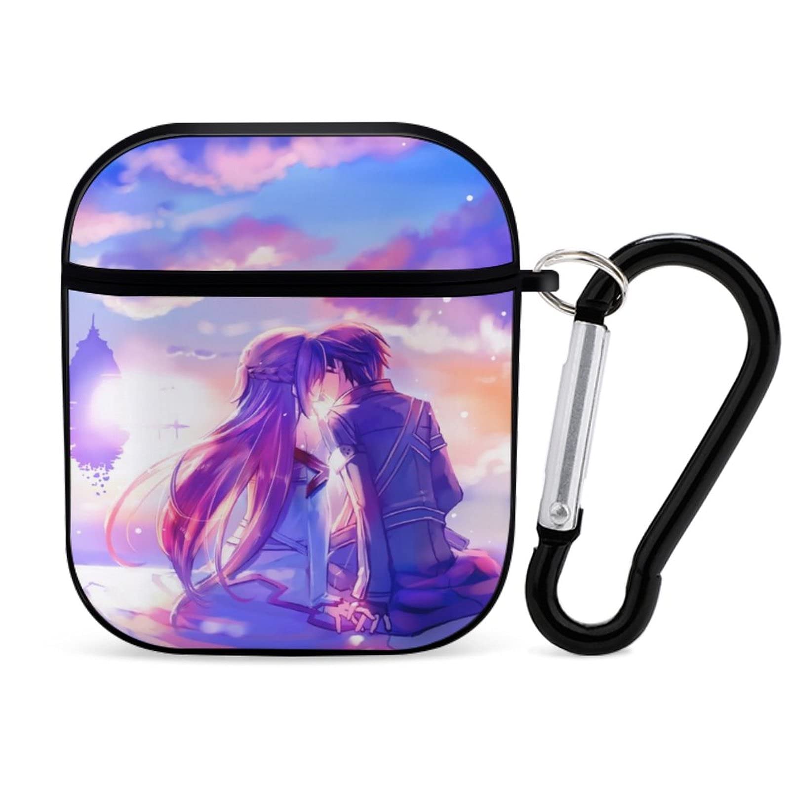 SAO Themed Apple AirPods Case with Keychain - Compatible with Wired Charging, Custom Anime Print & Shock-Resistant Cover for AirPods 1/2 | Perfect for Anime Fans & Sword Art Online Collectors