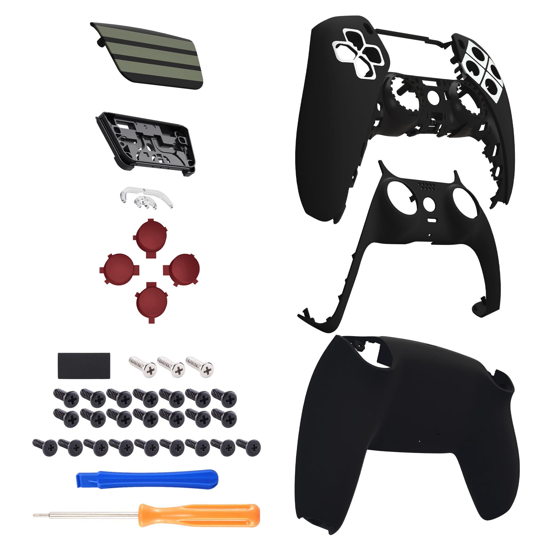 ExtremeRate Full Set Shell with Action Buttons & Touchpad Cover - NES Style Replacement Decorative Front & Back Plates for PS5 Controller (BDM-010/020/030/040/050) - Perfect for Gaming Enthusiasts & Retro Style Lovers