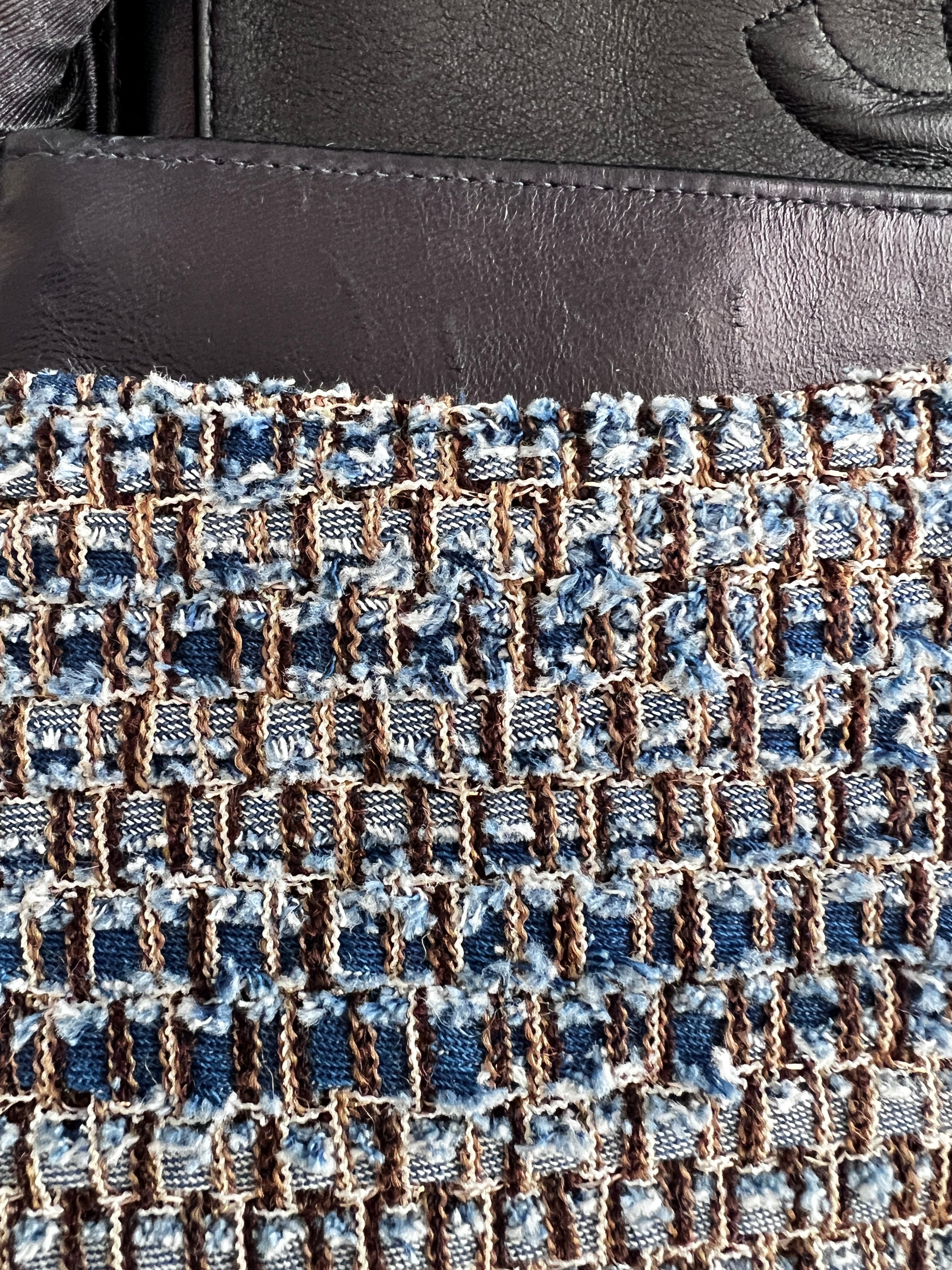 Vintage Chanel Medium Blue Tweed Double Flap Bag - Authentic Pre-Owned Luxury Handbag for Women | Perfect for Parties, Weddings & Special Occasions