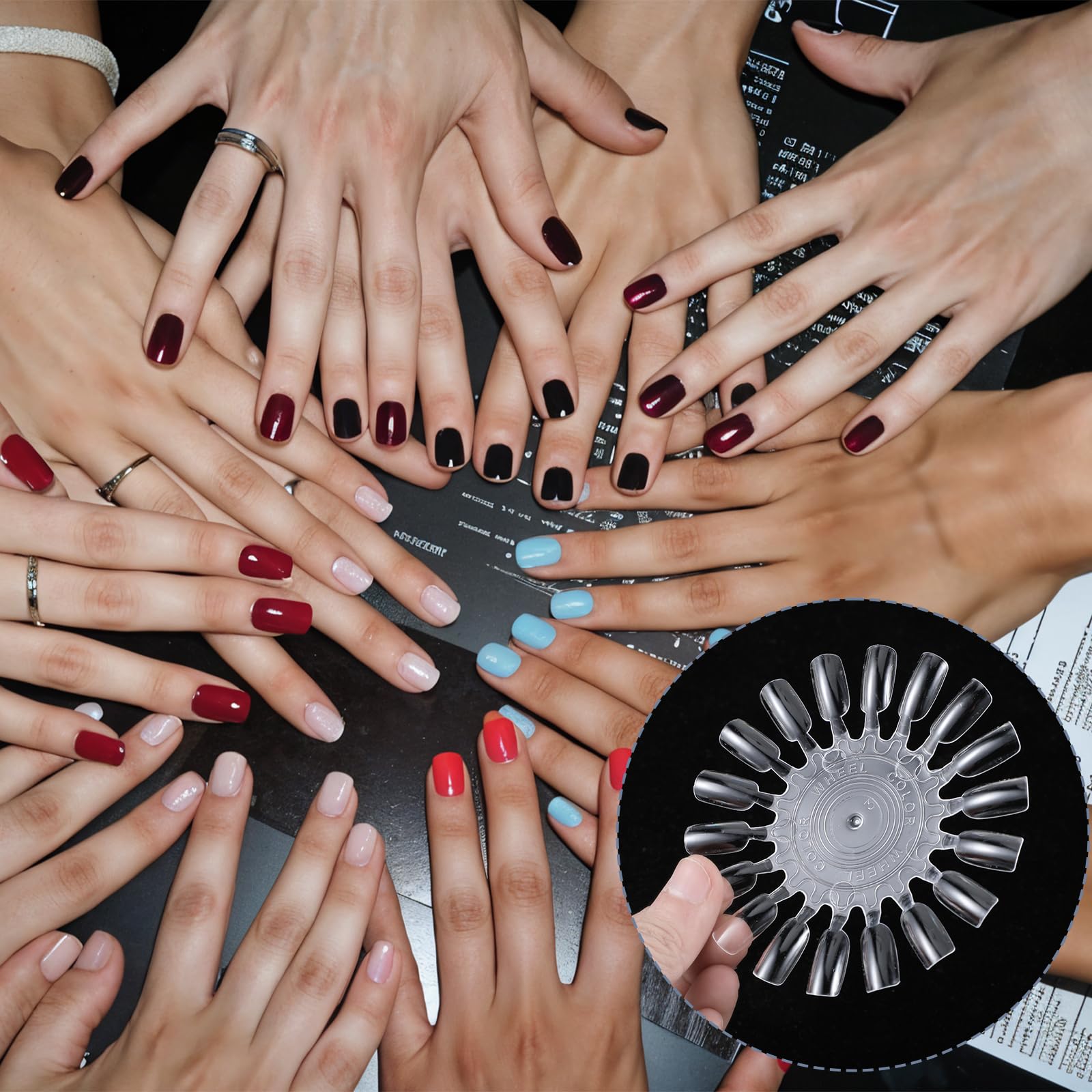 10 Pcs Clear Nail Swatch Wheels - Ellipsoid Nail Polish Color Swatches for Manicure Practice & Professional Display | Perfect for Salon Artists, DIY Nail Enthusiasts & Nail Polish Color Organization