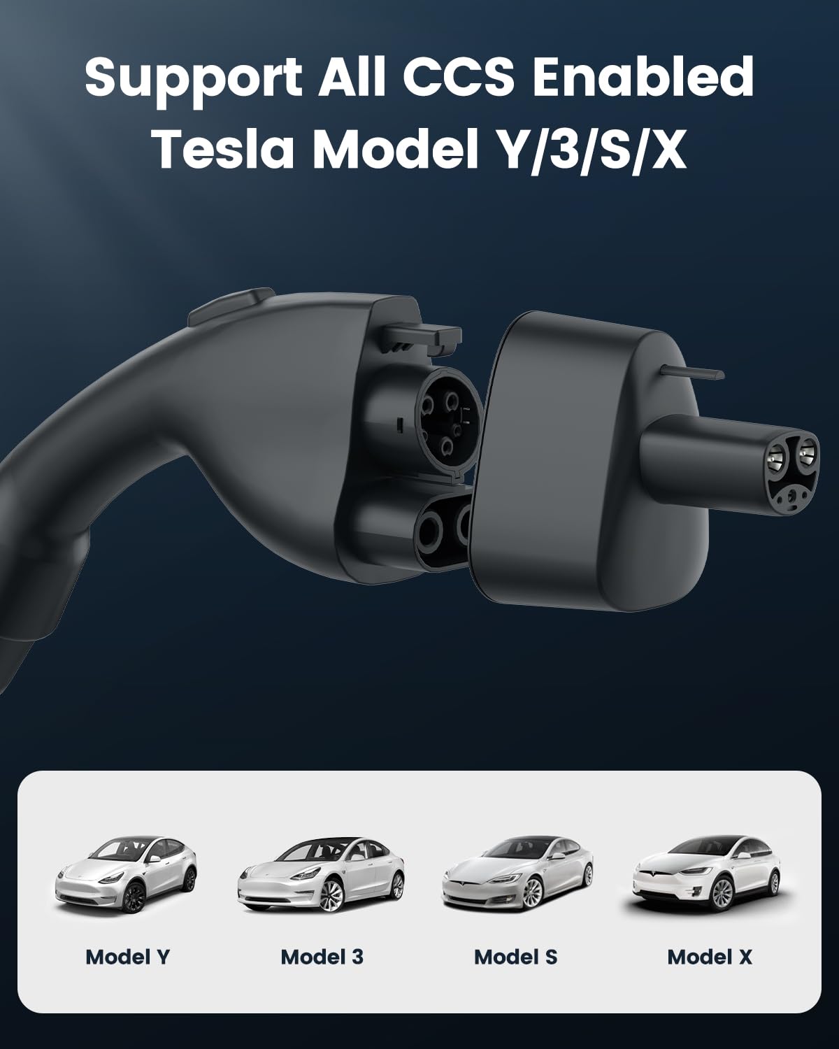 CCS1 to Tesla Charger Adapter 250kW - Supercharger CCS Adaptor for Tesla Model Y/3/S/X - Fast DC Charging Station Compatible (Level 3 Only) - NACS EV Adapter for Road Trips & Public Charging Stations