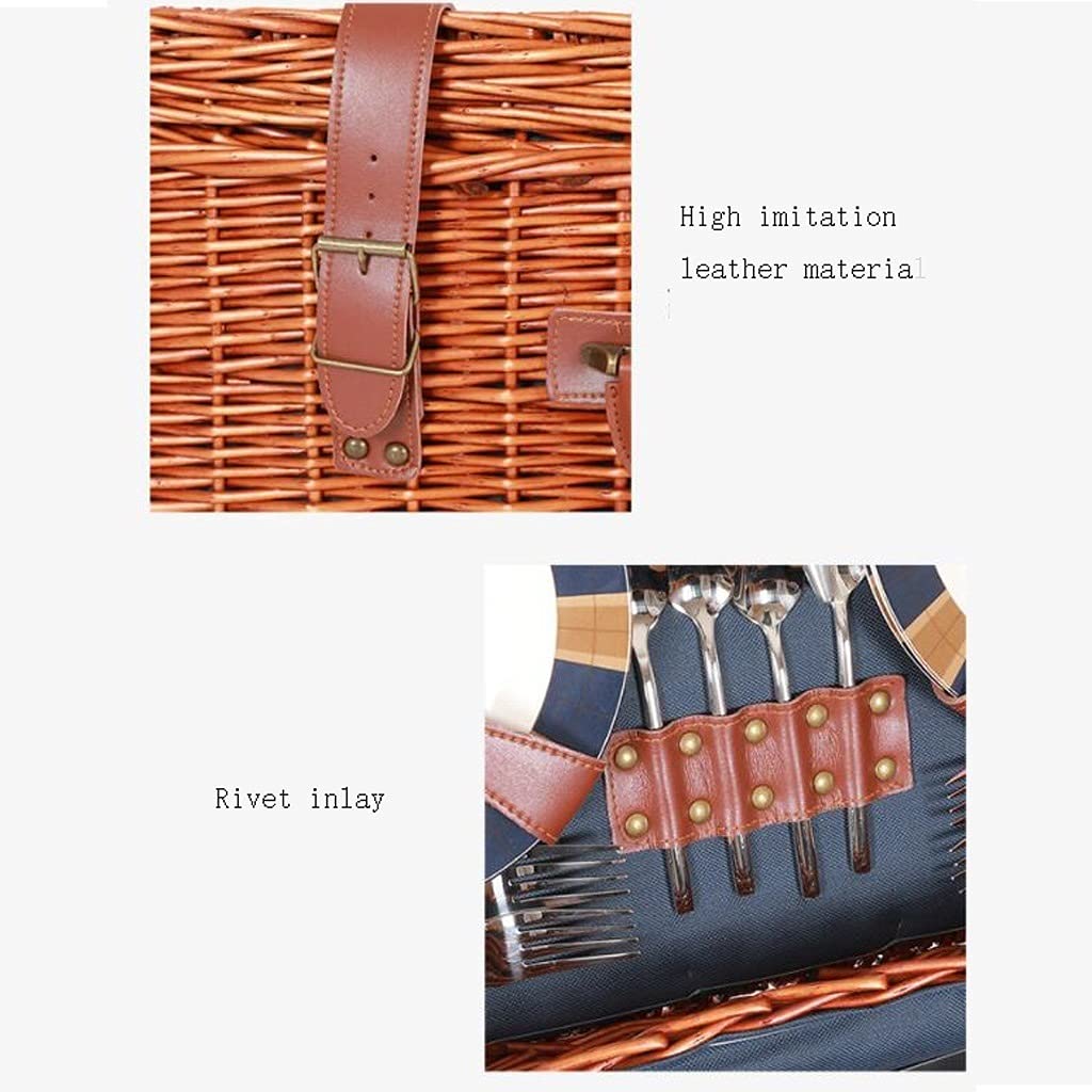 Premium Handmade Wicker Picnic Basket with Cutlery Set - Ideal for Outdoor Picnics, Camping Trips, Beach Parties & Holiday Gatherings (Christmas, Birthday, Anniversary) - Durable & Stylish for All-Weather Use (Color: A)