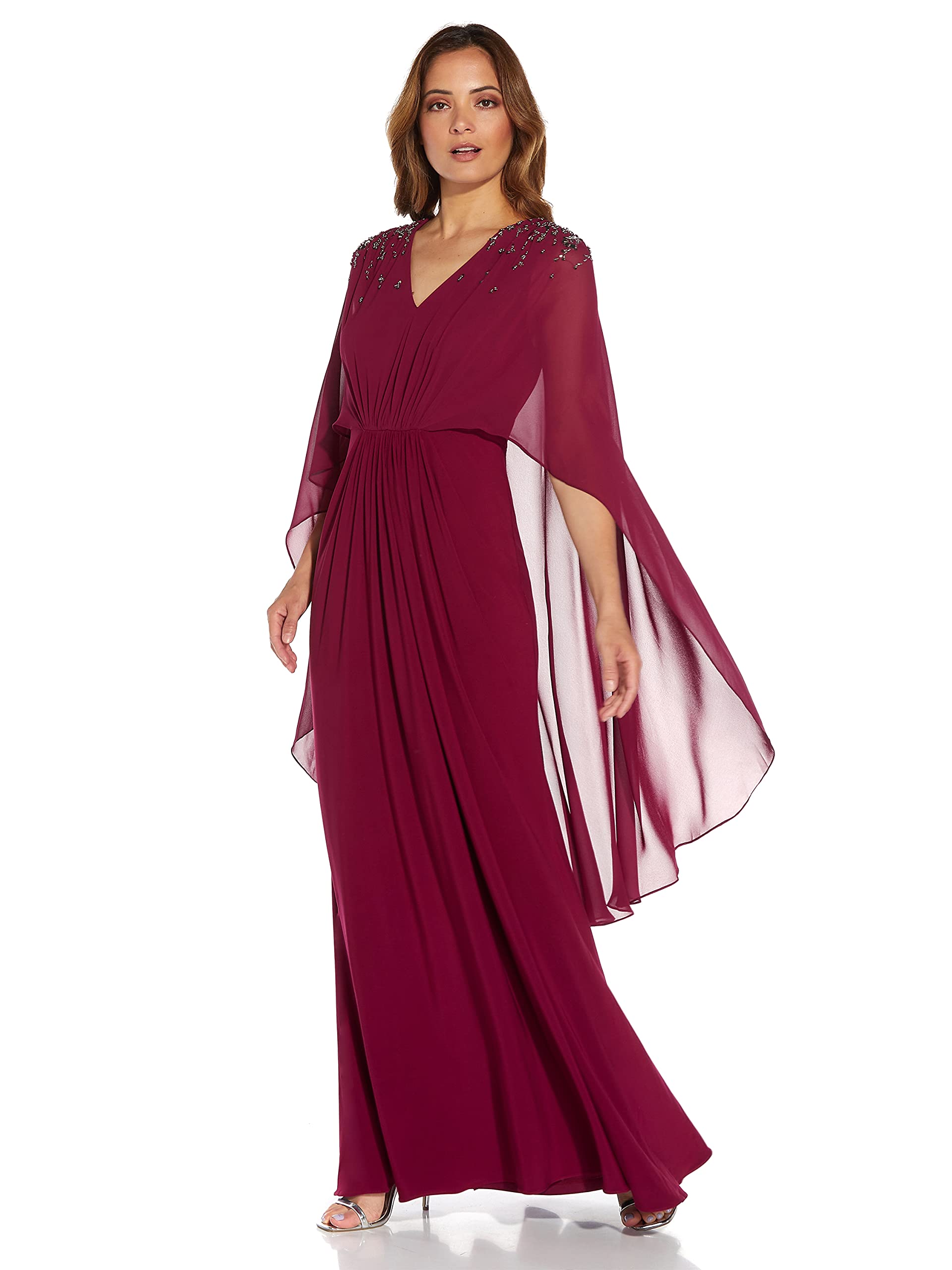 Adrianna Papell Women's Beaded Jersey and Chiffon Evening Gown - Elegant Formal Dress for Prom, Wedding & Special Occasions