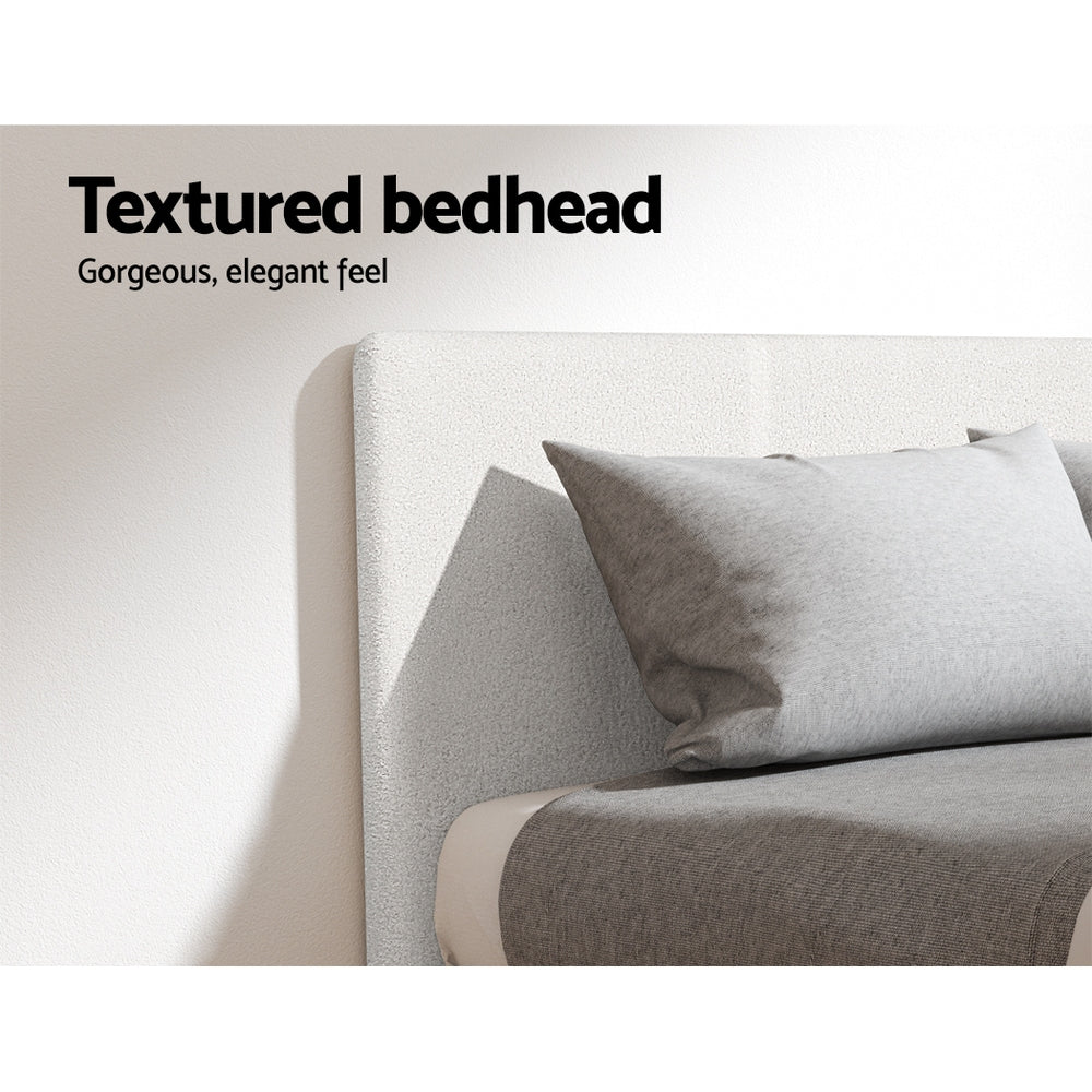 Coogee Single Bed Frame - Soft White Bouclé Fabric Platform Bed for Small Spaces | Perfect for Kids Rooms, Guest Bedrooms & Studio Apartments