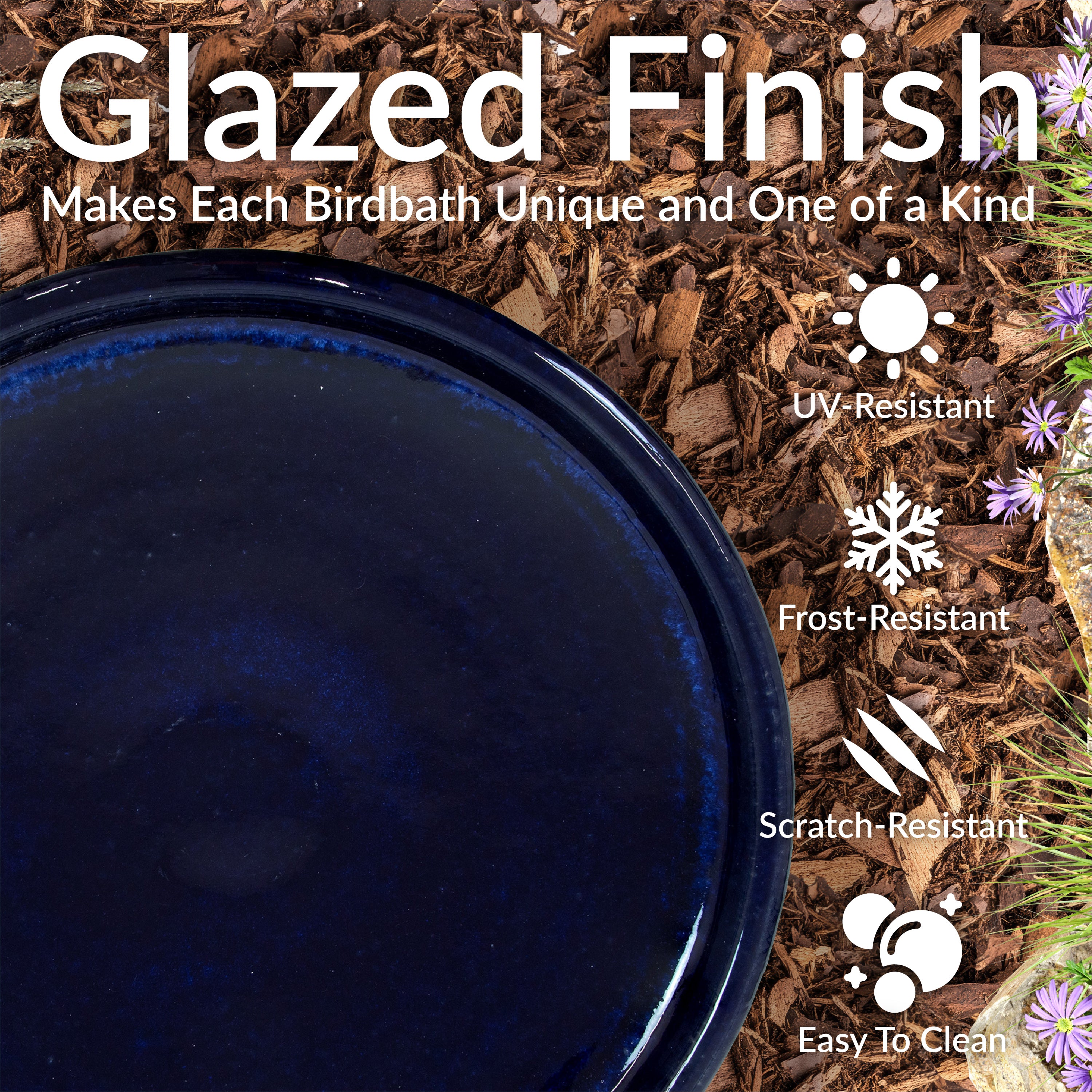 Sunnydaze Glazed Ceramic Duo Tone Outdoor Bird Bath - Garden Decor for Attracting Birds & Enhancing Outdoor Spaces