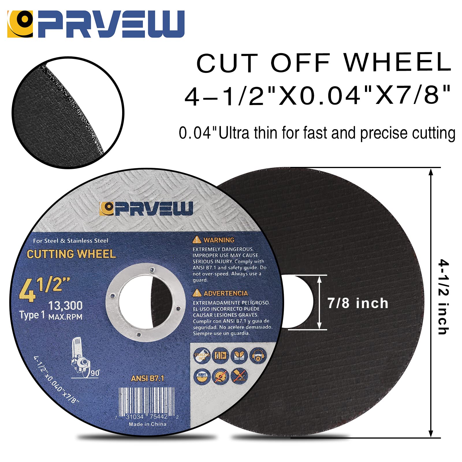 30-Pack 4.5 Inch Cut Off Wheels for Angle Grinder - 4.5