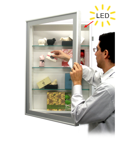 Premium Designer Metal Shadow Box Swing Frames with Glass Shelves & Built-in LED Lighting - 8