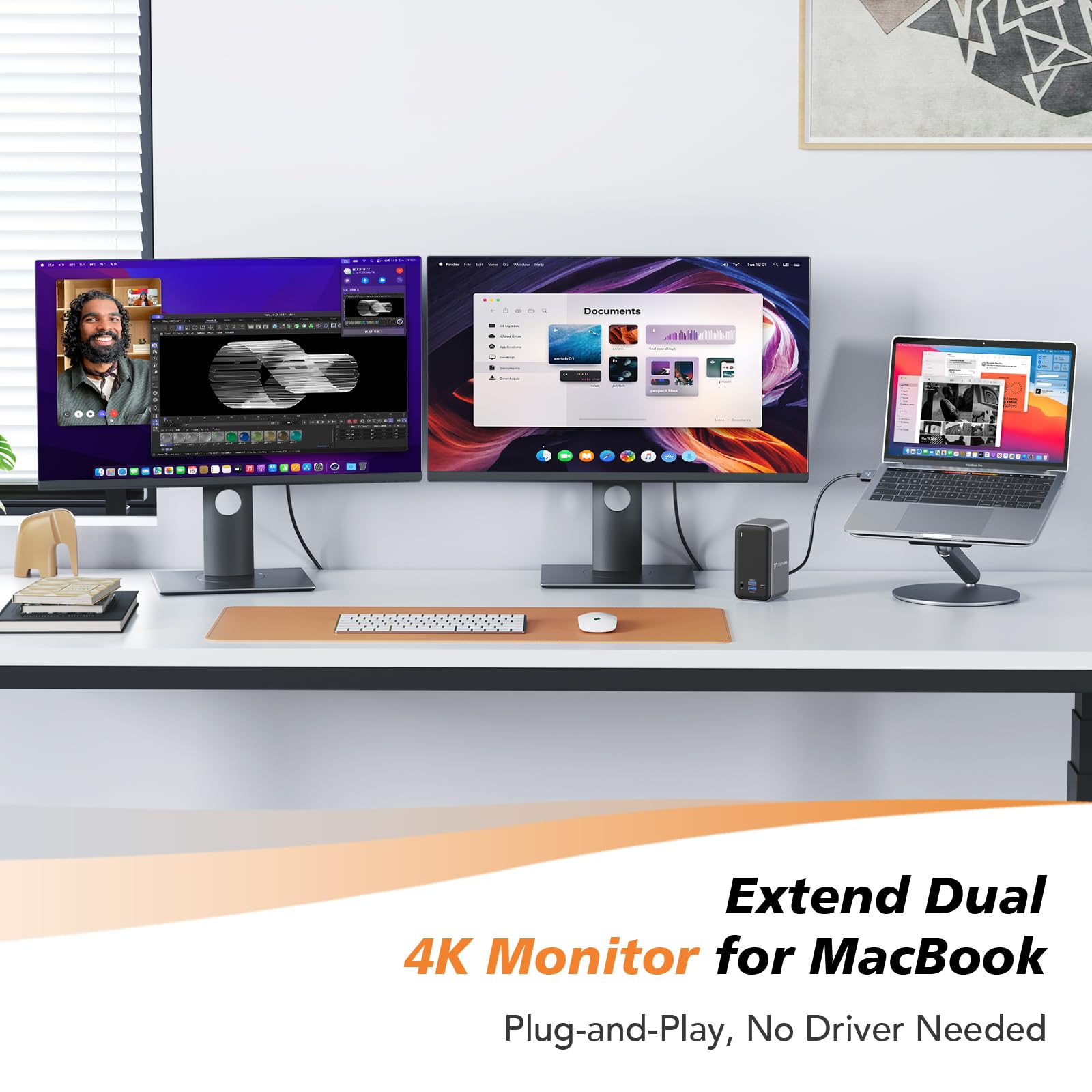 TobenONE Dual Monitor Docking Station with 100W GaN III Charger - USB C Hub for MacBook Pro/Air, 2x 4K HDMI, 7 USB Ports, SD/Micro SD, Gigabit Ethernet, 87W PD, Audio Jack - Perfect for Home Office & Remote Work Setup