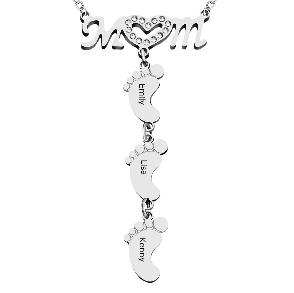 Personalized Mom Heart Necklace with Children's Name - Custom Name Pendant Jewelry for Women - Meaningful Gift for Mother's Day, Birthday & Anniversary - Perfect for Everyday Wear & Special Occasions