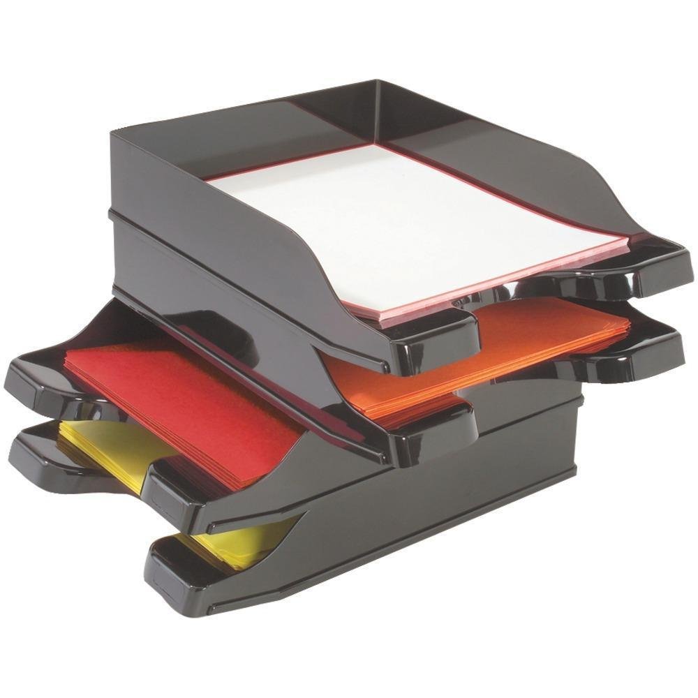 Deflecto Corporation - 2-Pack Black Stackable Letter Trays for Office Organization & File Storage