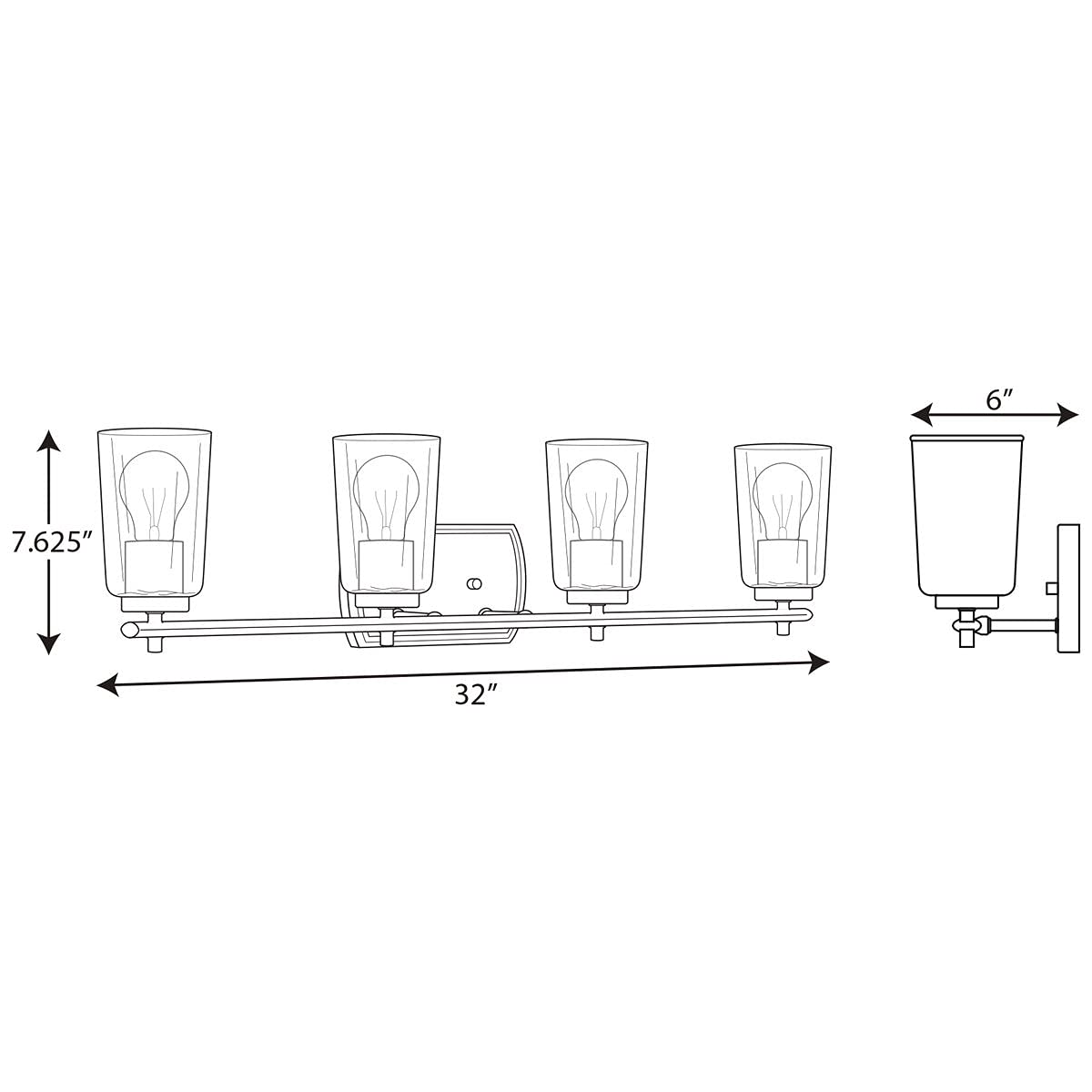 Progress Lighting Adley Collection 4-Light Black Traditional Bathroom Vanity Light - Perfect for Modern and Classic Bathroom Decor