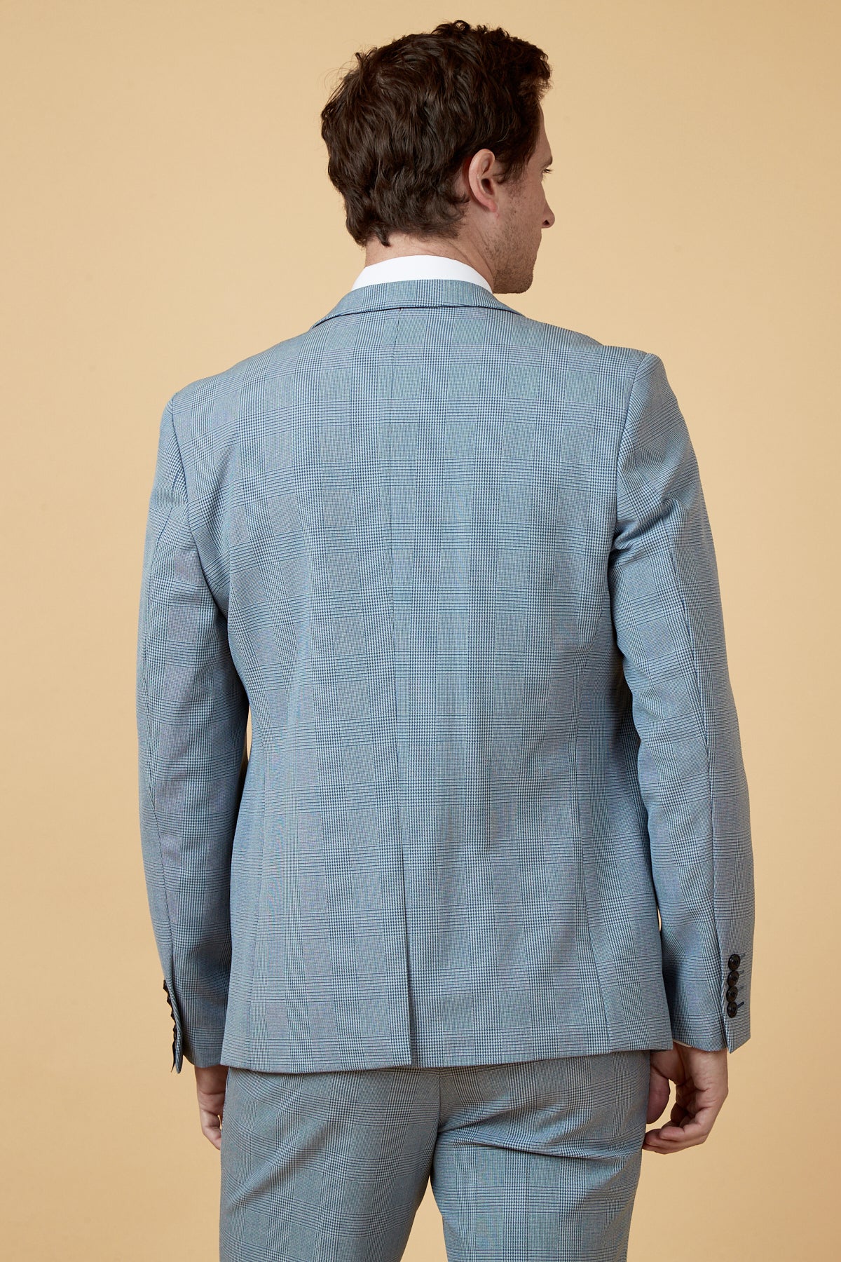 BROMLEY Sky Blue Check Two Piece Suit for Men - Classic Formal Business Attire - Perfect for Office, Weddings & Special Occasions