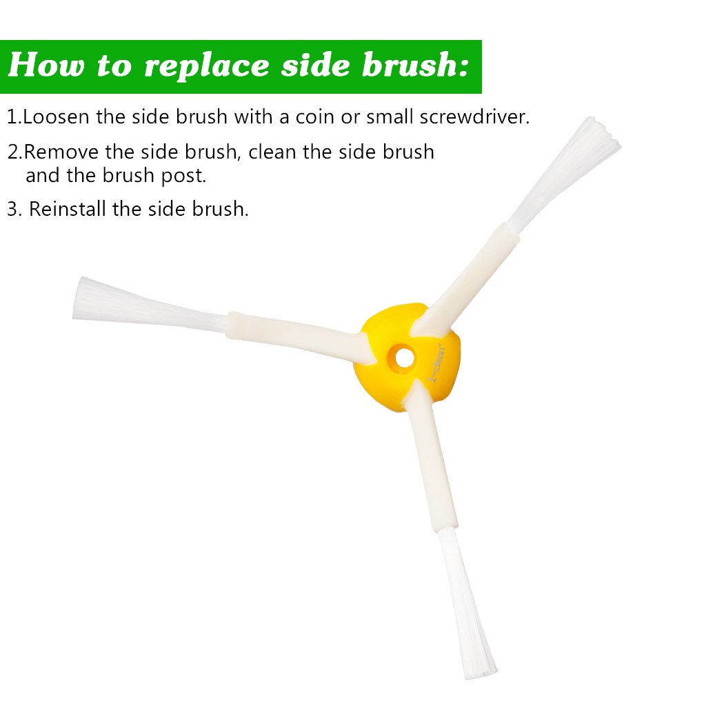 iRobot Roomba Replacement Side Brushes - Compatible with Roomba 675/690/650/595/560/550 (Not for 650/655 Pet Series) - Spinning Cleaning Brushes for Pet Hair & Hard Floors - Perfect for Home Cleaning & Maintenance