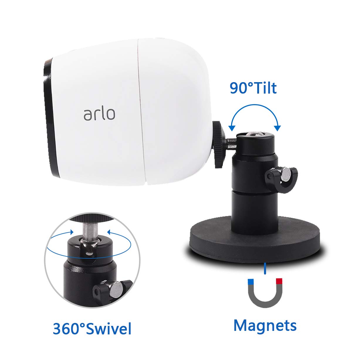 Magnetic Wall Mount Stand for Security Cameras - Compatible with Arlo Ultra/Ultra 2, Pro 3/4/5S, Wyze Outdoor, Eufy Cam, Ring Stick Up & Indoor Cameras - No Tools Needed, Easy Installation (Black) - Perfect for Home & Office Surveillance