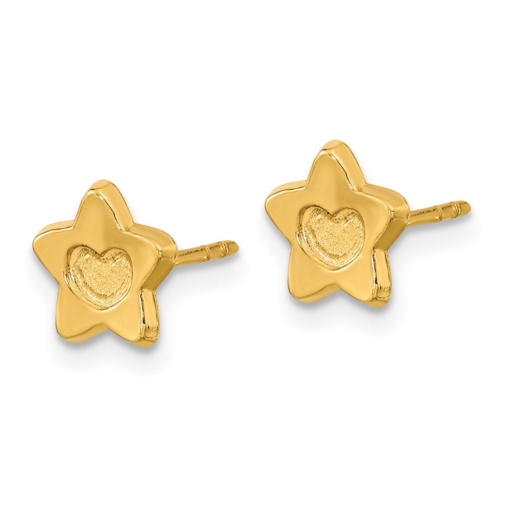 Gold Madi K Satin & Polished Heart Star Post Earrings GK918 - Elegant Jewelry for Women, Perfect for Parties, Weddings & Special Occasions