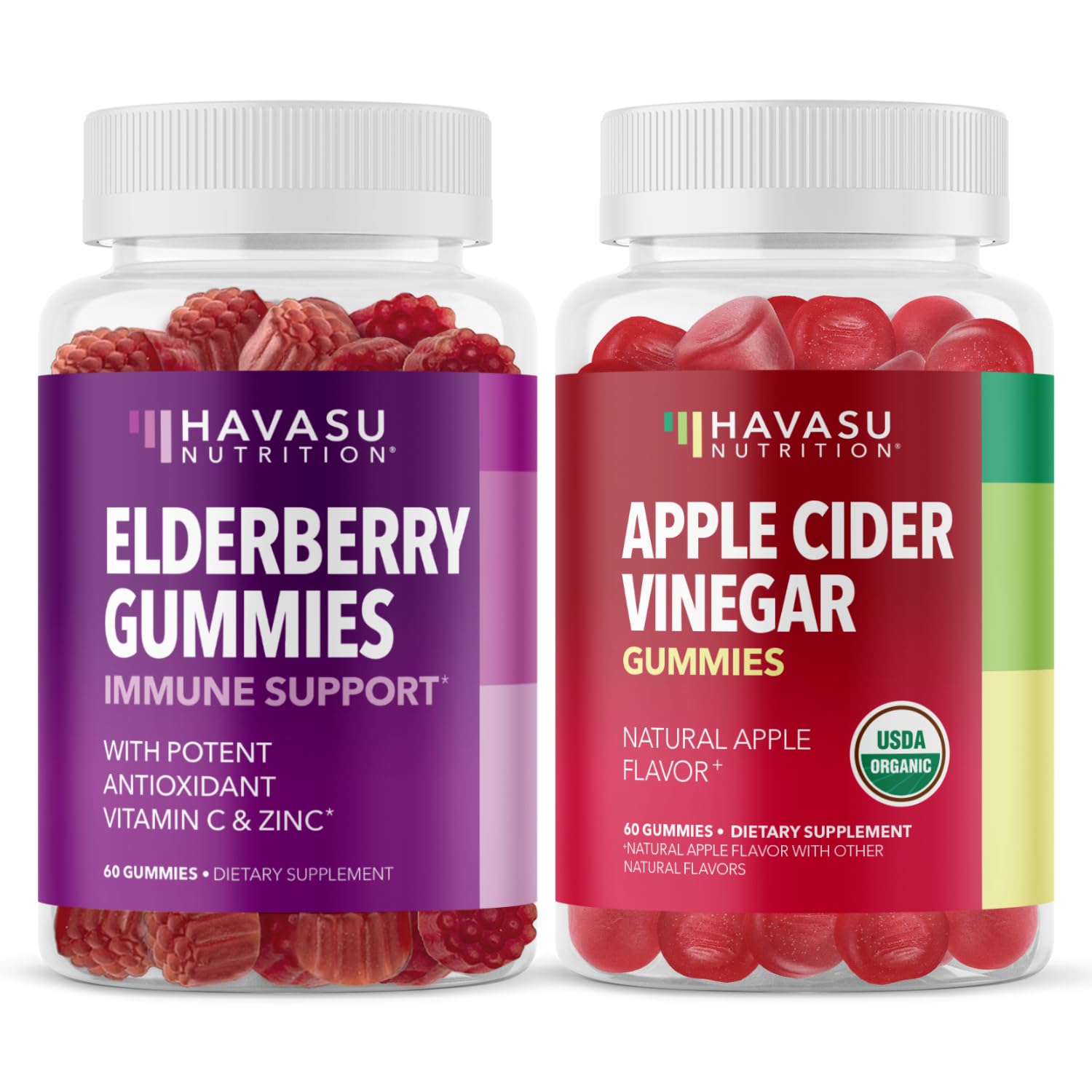 HAVASU NUTRITION Elderberry Gummies for Adults with Organic Apple Cider Vinegar - Berry & Apple Flavored Immune Support Supplement - Perfect for Daily Wellness & Travel