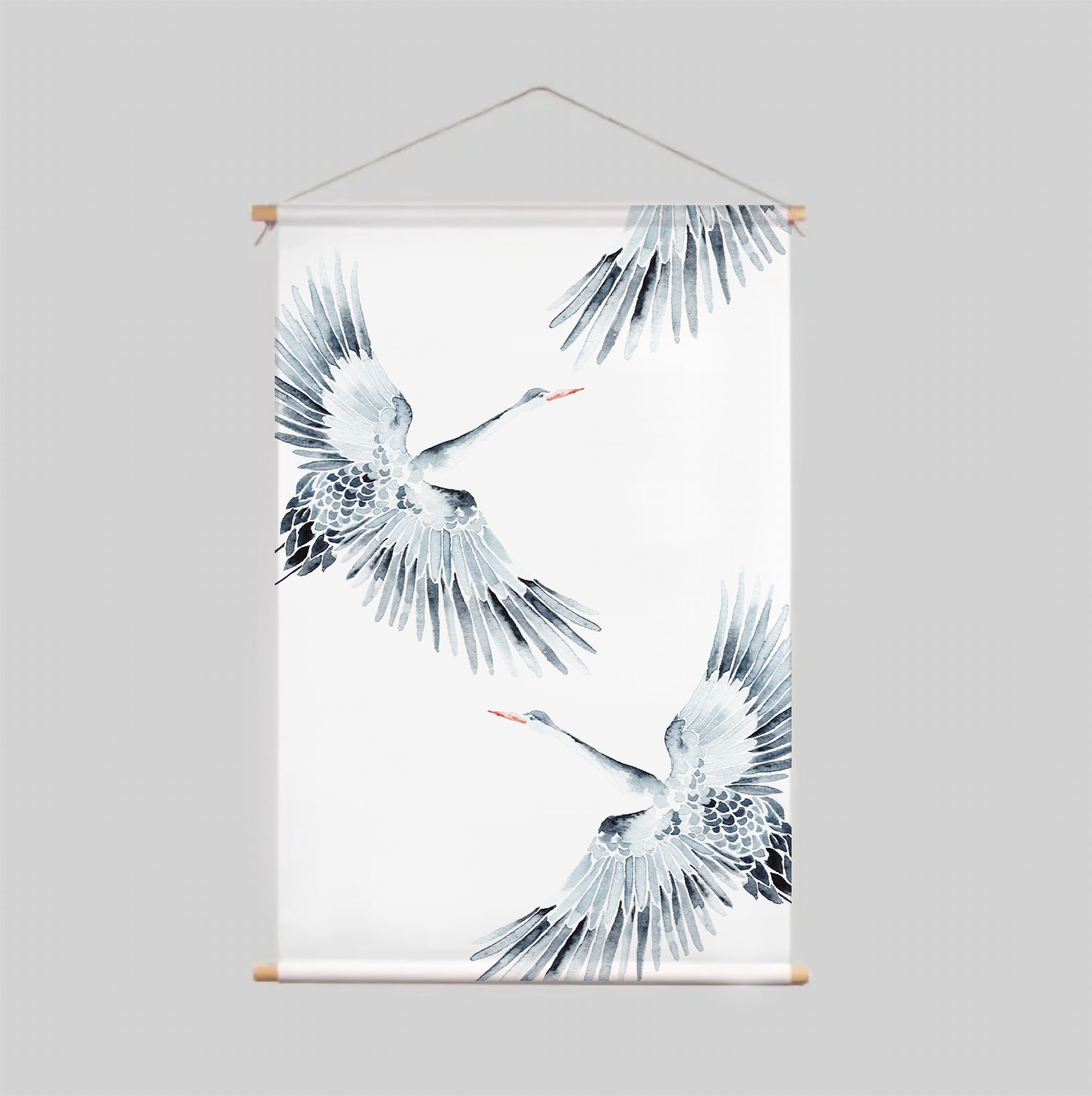 Elegant Textile Poster with Crane Design - Perfect for Home Decor, Office Wall Art & Gift Ideas