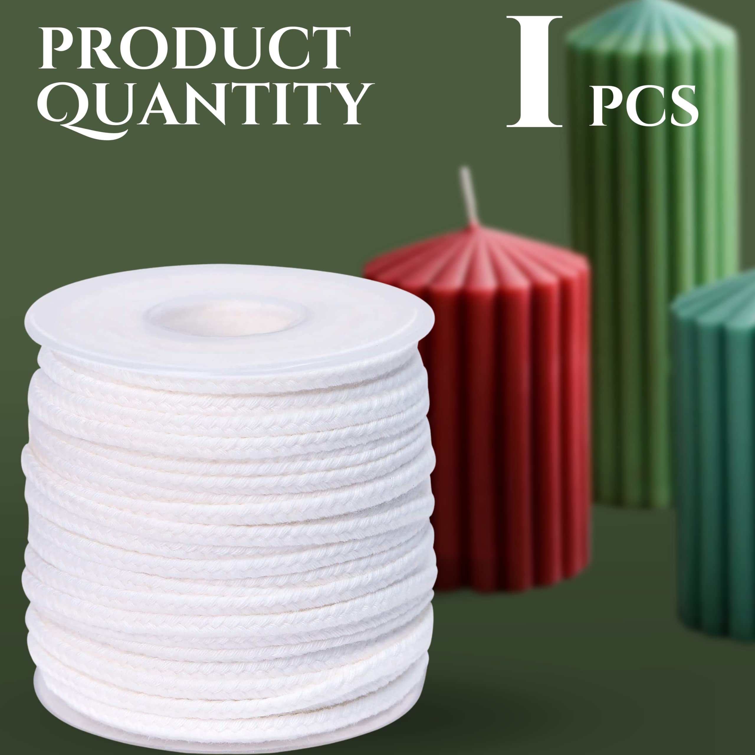 24-Ply Braided Cotton Candle Wick Spool - 200 Feet White Woven Candle Making Wick for DIY Crafts, Soy Wax Candles & Aromatherapy Supplies - Perfect for Handmade Candles, Home Decor & Gift Making